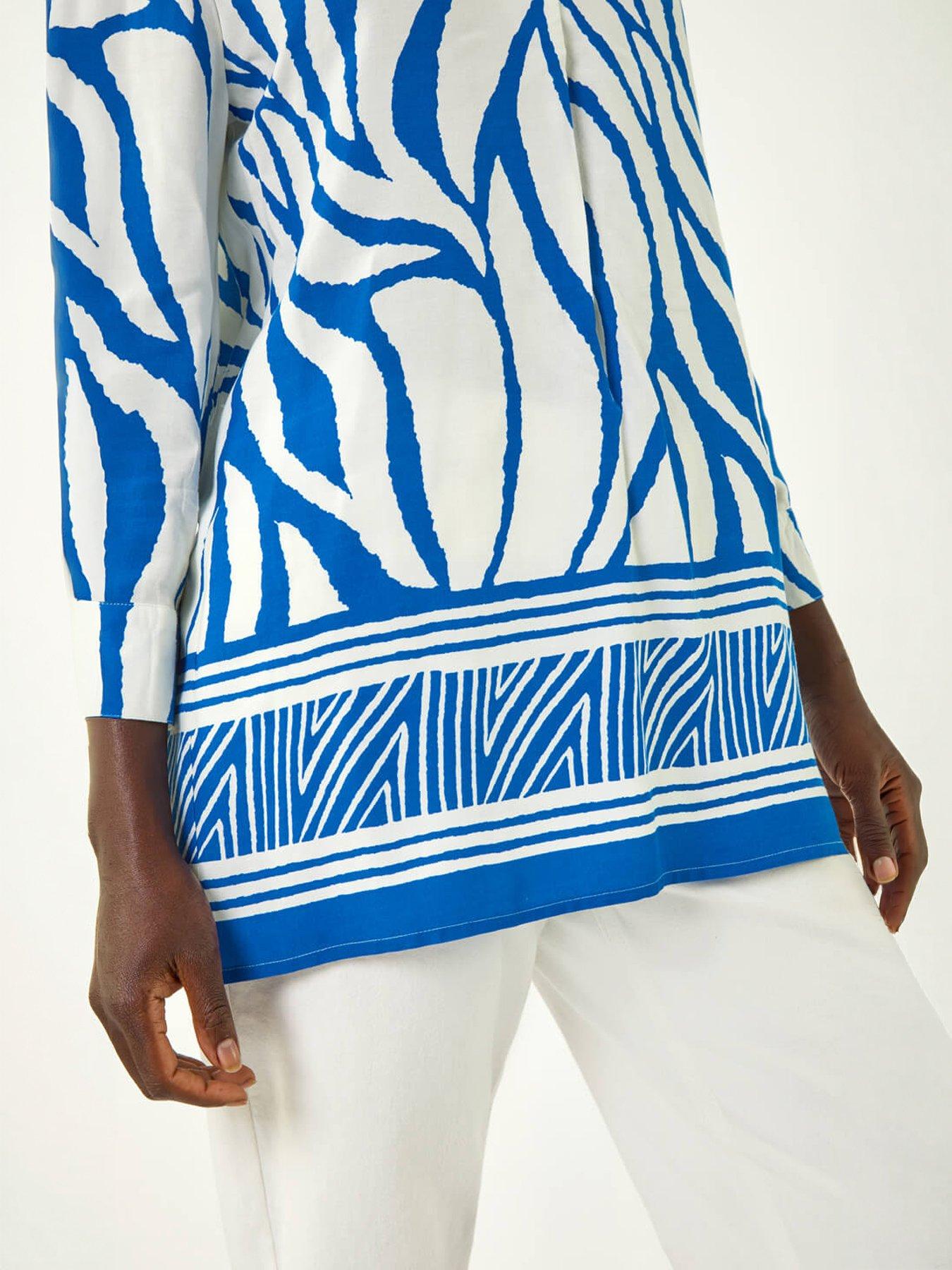 Image 2 of 5 of Roman Abstract Print Border Pleat Top
