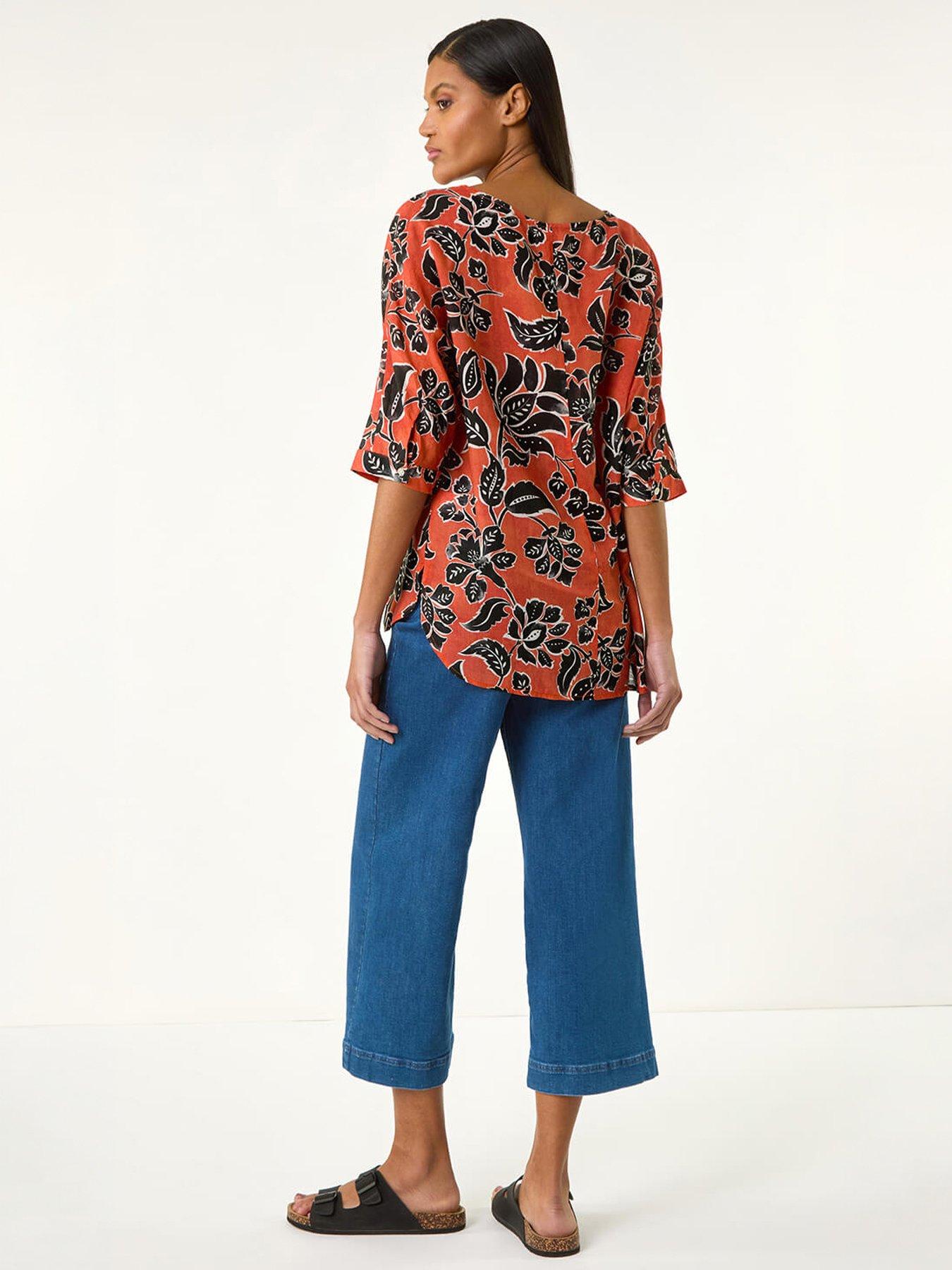 Image 4 of 5 of Roman Floral Print Tunic Top