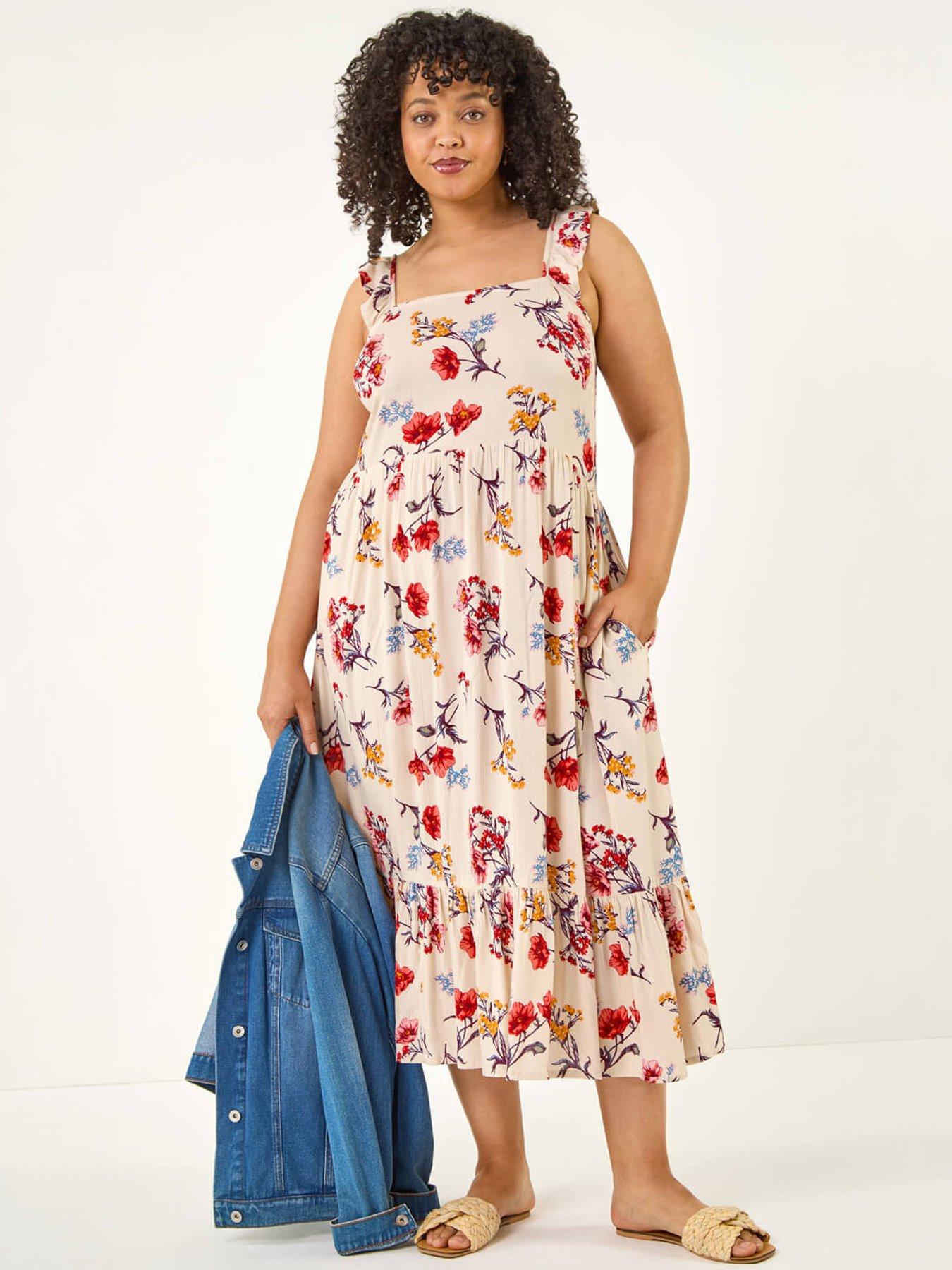 Dresses | Plus Size | Roman | Midi (Knee) | Beige | 18 | Women | Very
