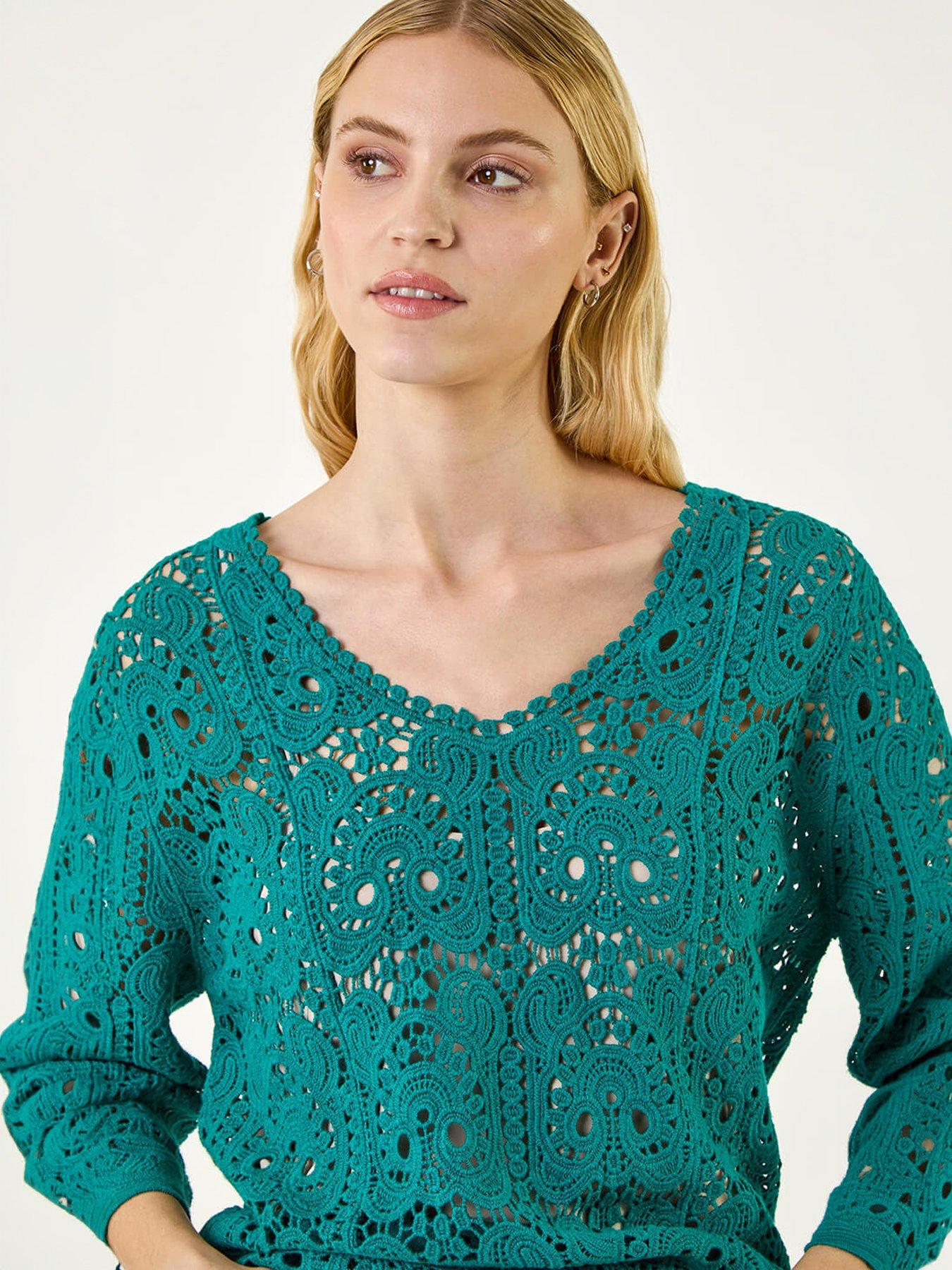 Image 3 of 5 of Roman Cotton Crochet Tunic Top