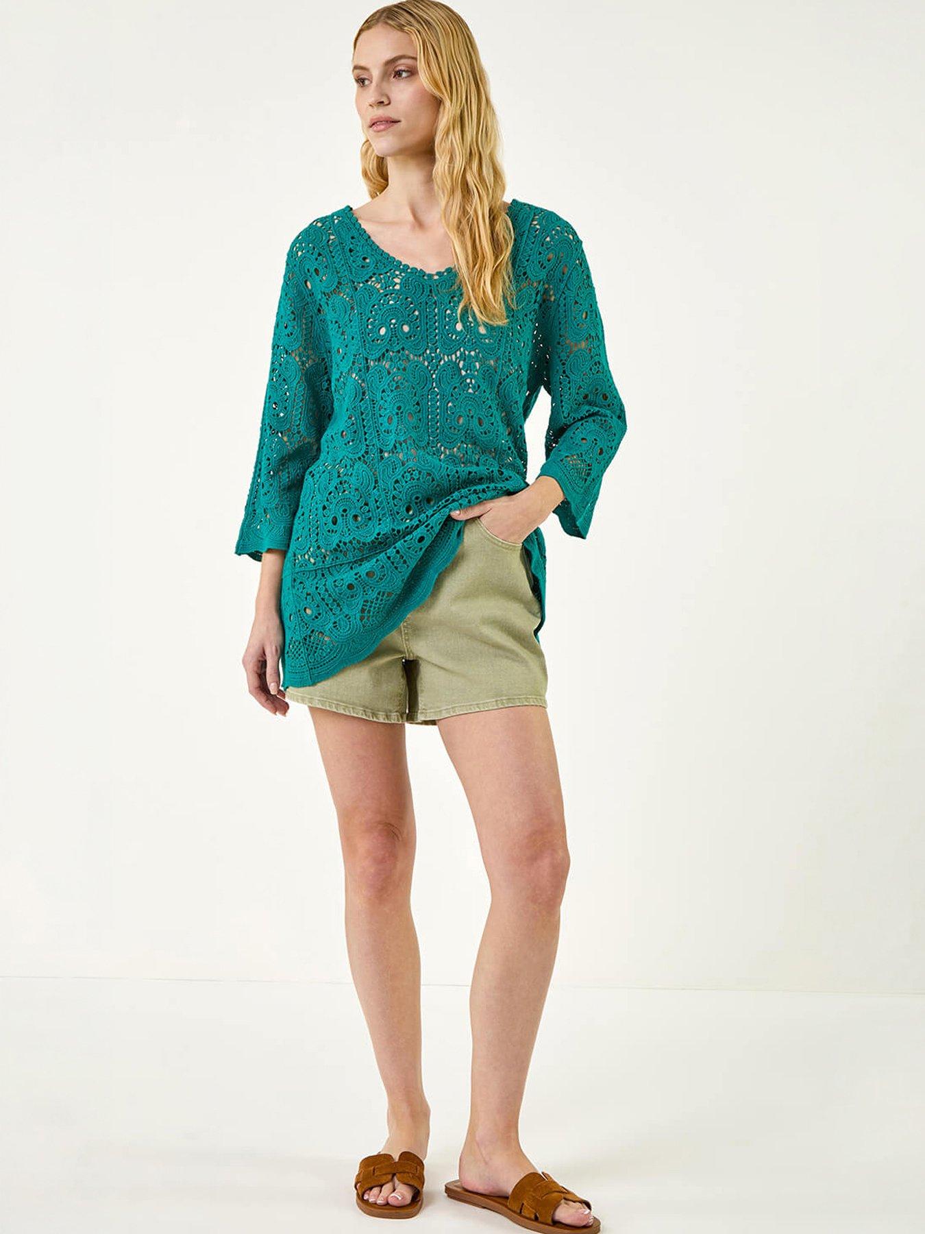 Image 5 of 5 of Roman Cotton Crochet Tunic Top