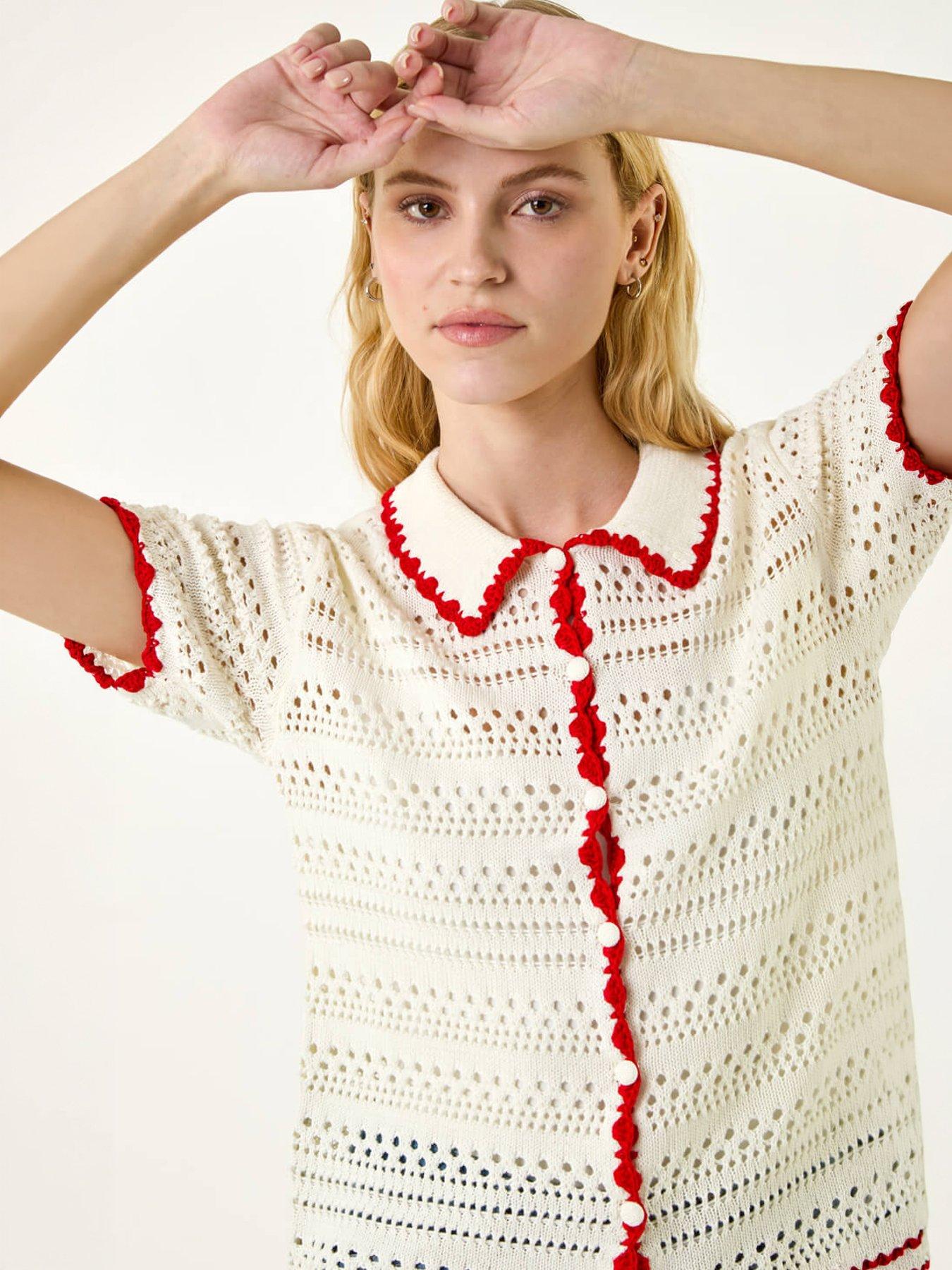 Image 3 of 5 of Roman Collar Button Knit Top