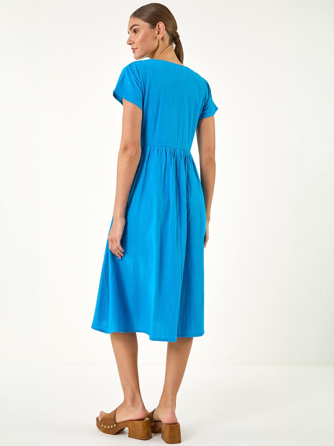 Image 4 of 5 of Roman Linen Look Button Midi Dress