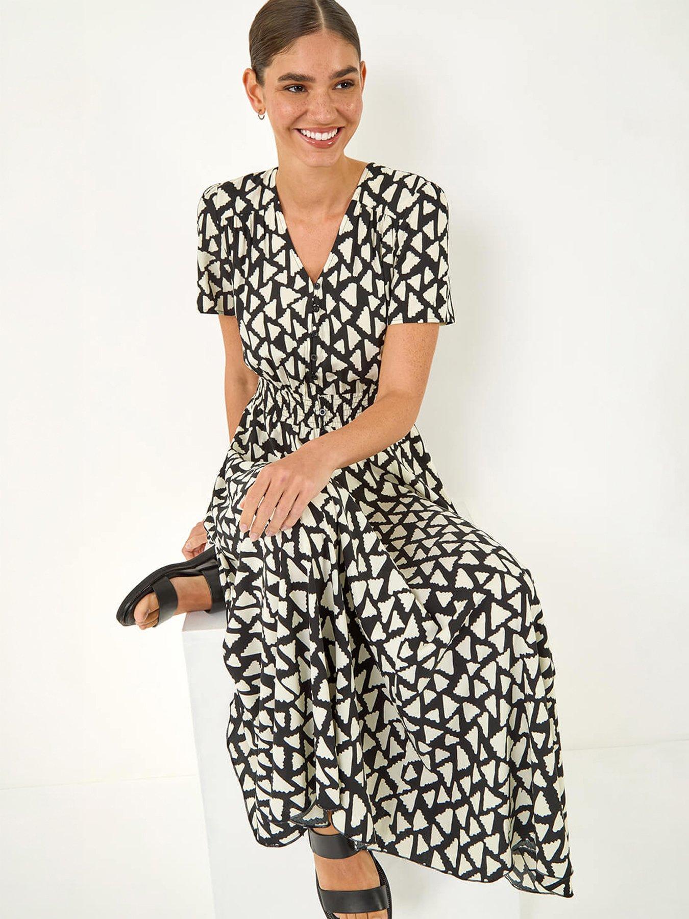 Roman Geo Print V-neck Maxi Dress