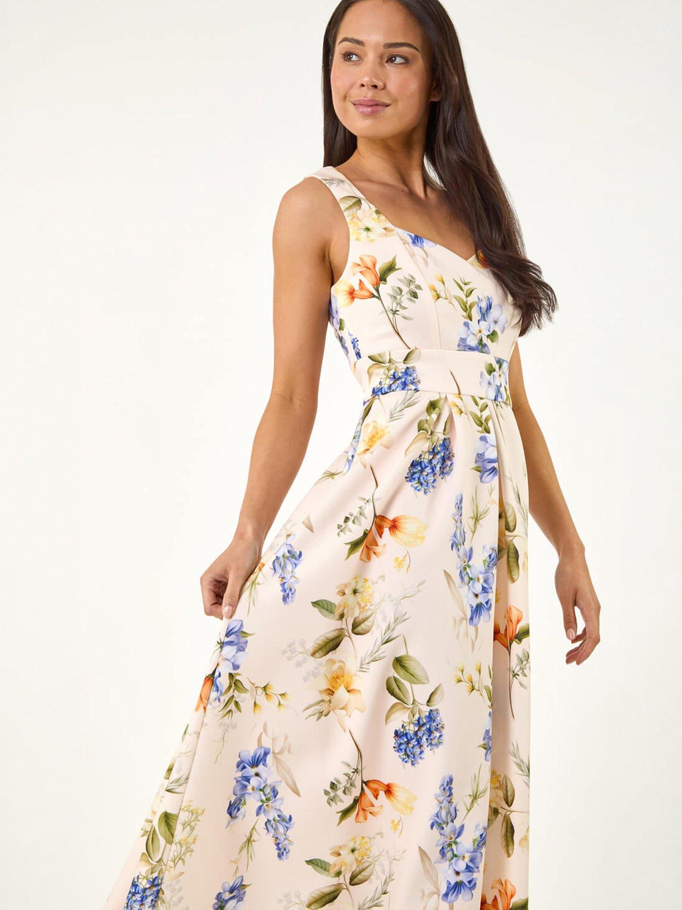 roman-petite-floral-print-premium-stretch-midi-dresback