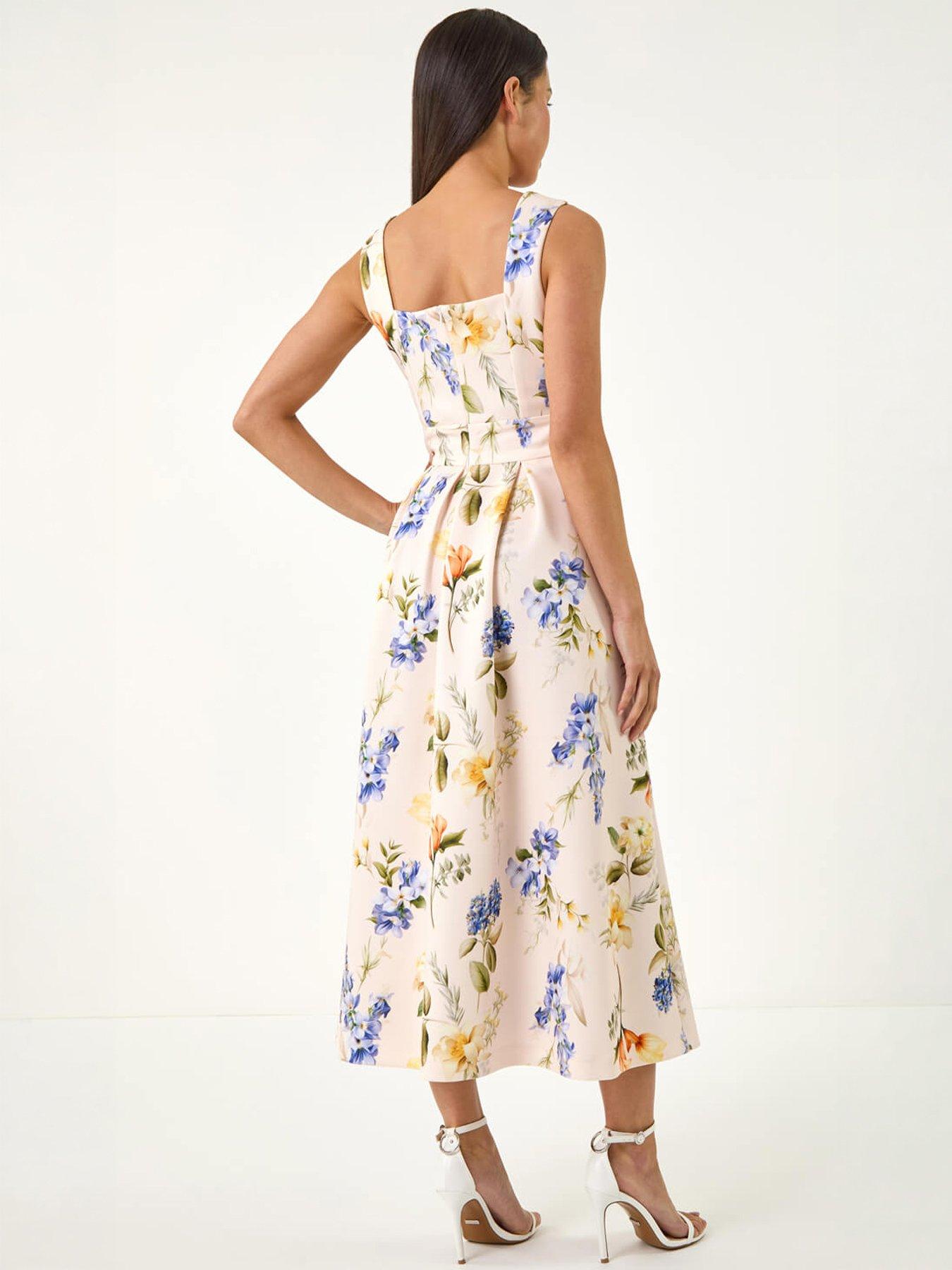 roman-petite-floral-print-premium-stretch-midi-dresoutfit