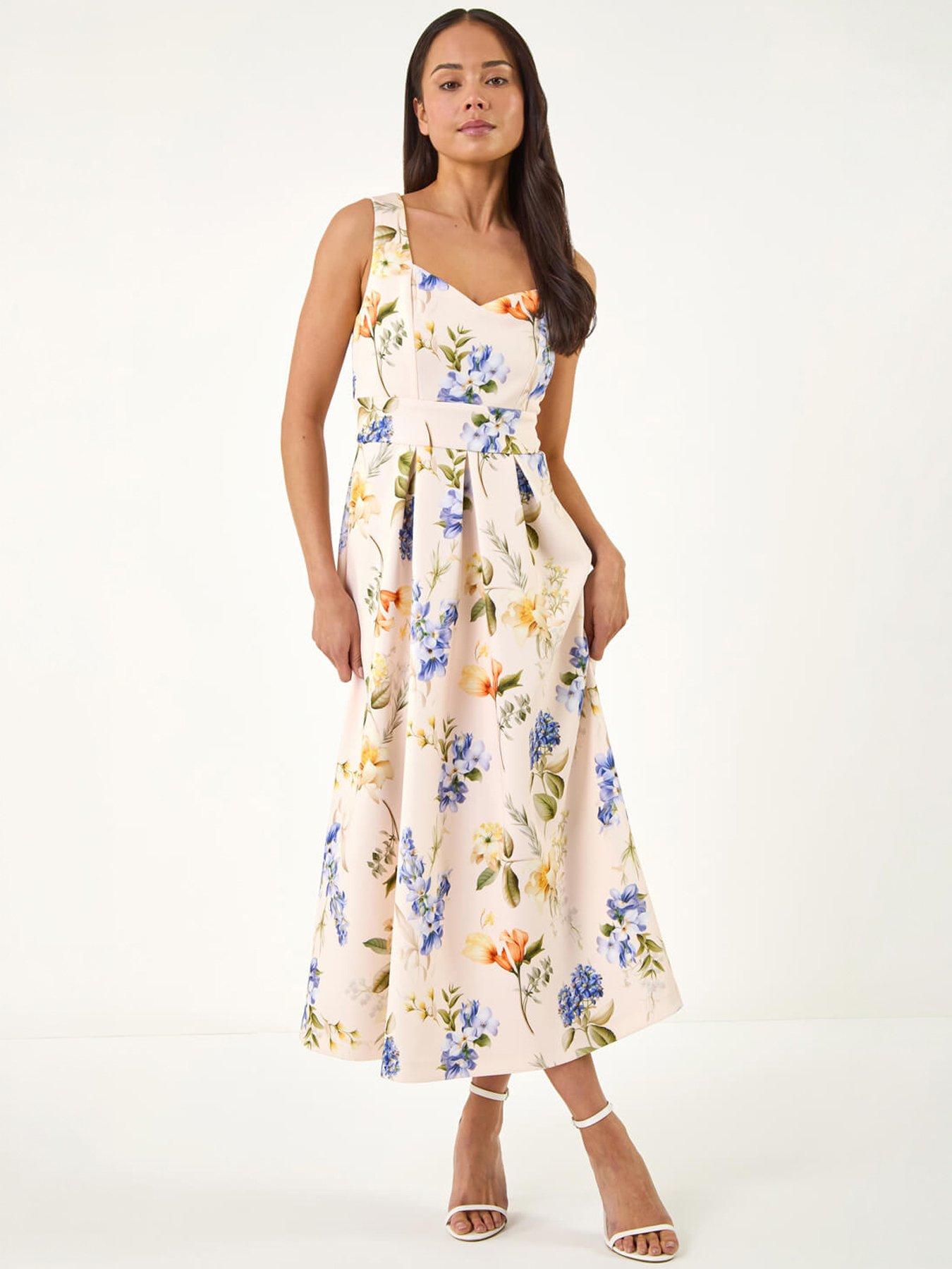roman-petite-floral-print-premium-stretch-midi-dresdetail