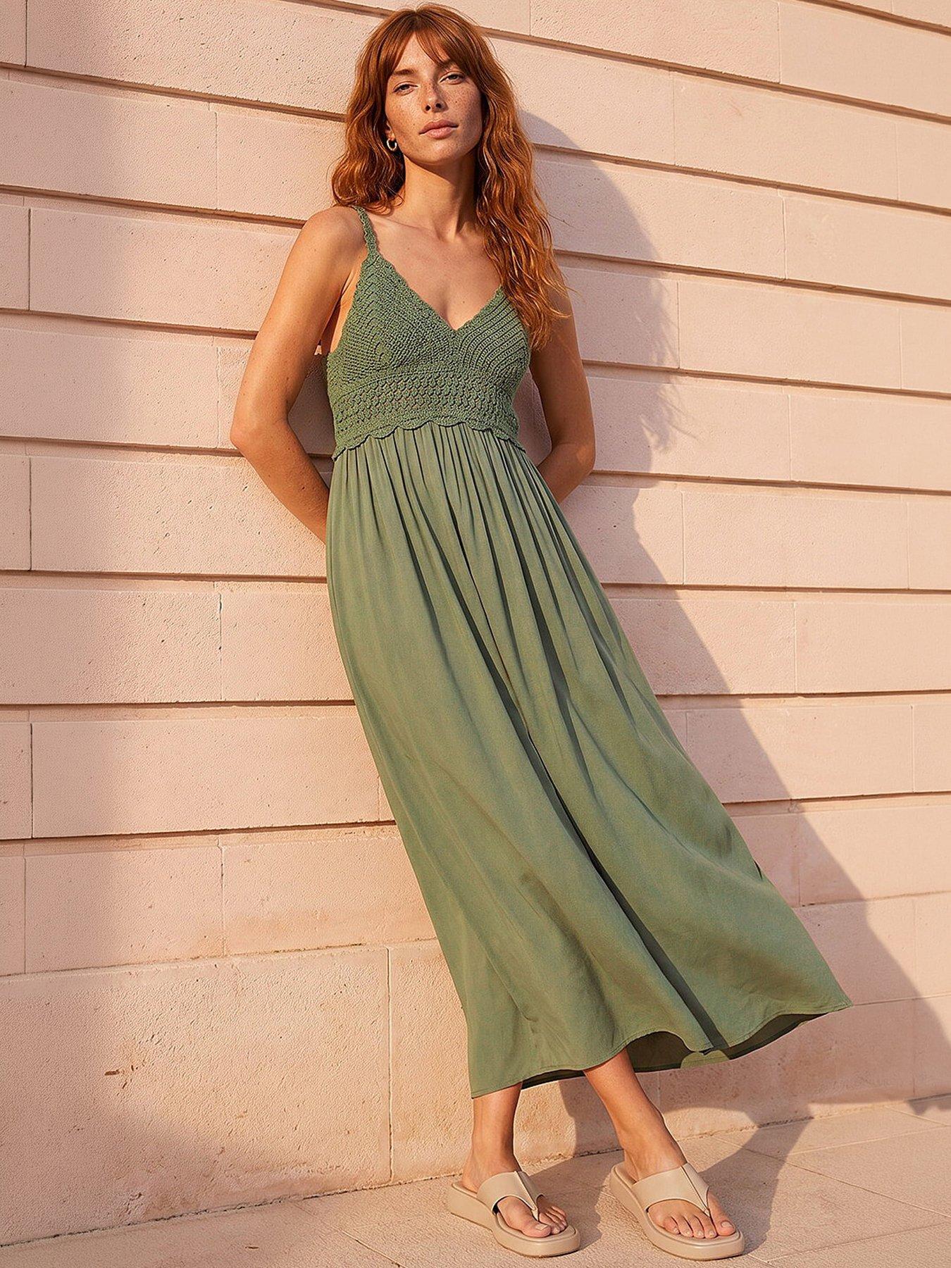 Image 1 of 5 of Roman Crochet Strappy Midi Dress