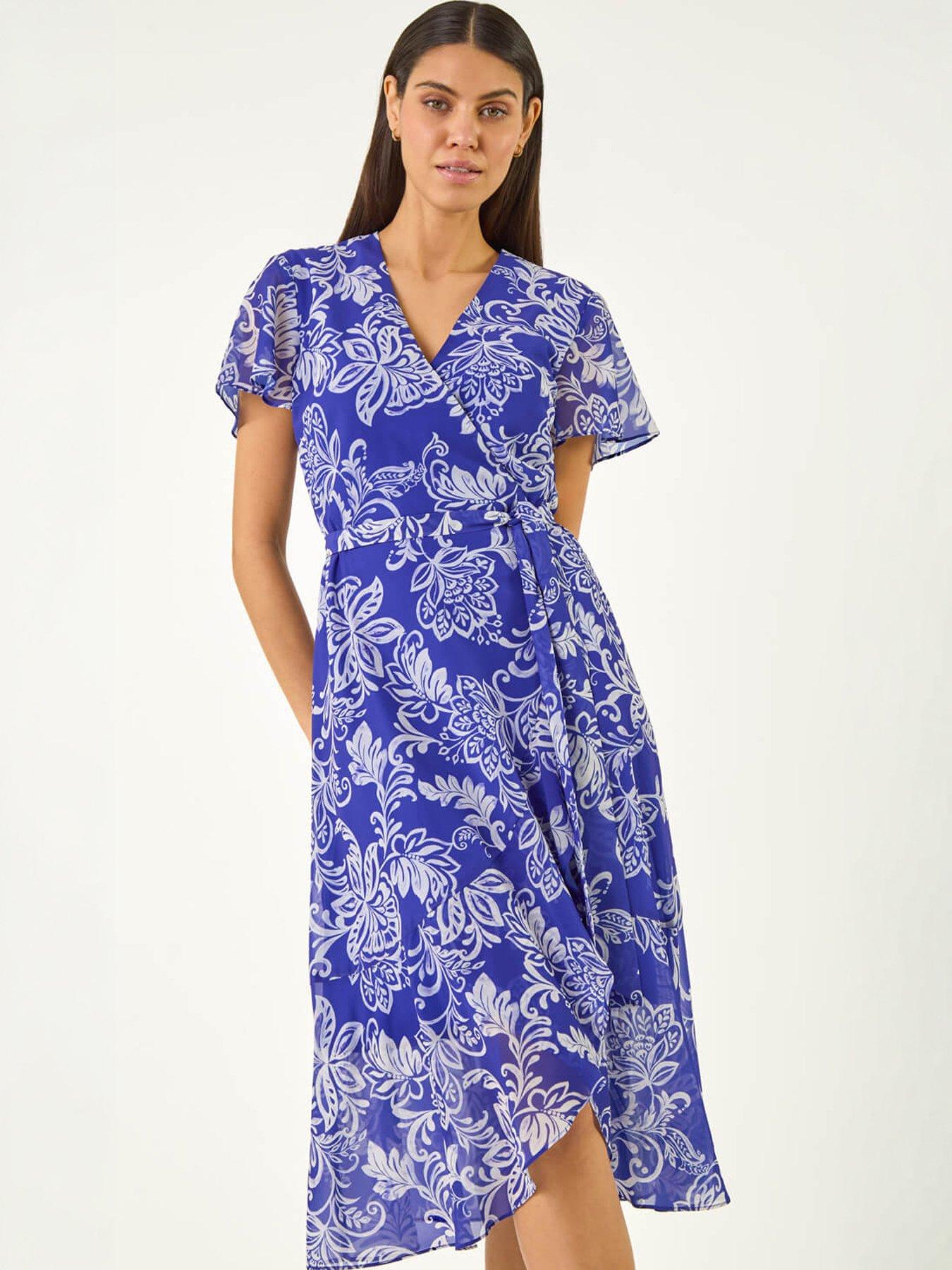 Image 5 of 5 of Roman Floral Print Wrap Dress