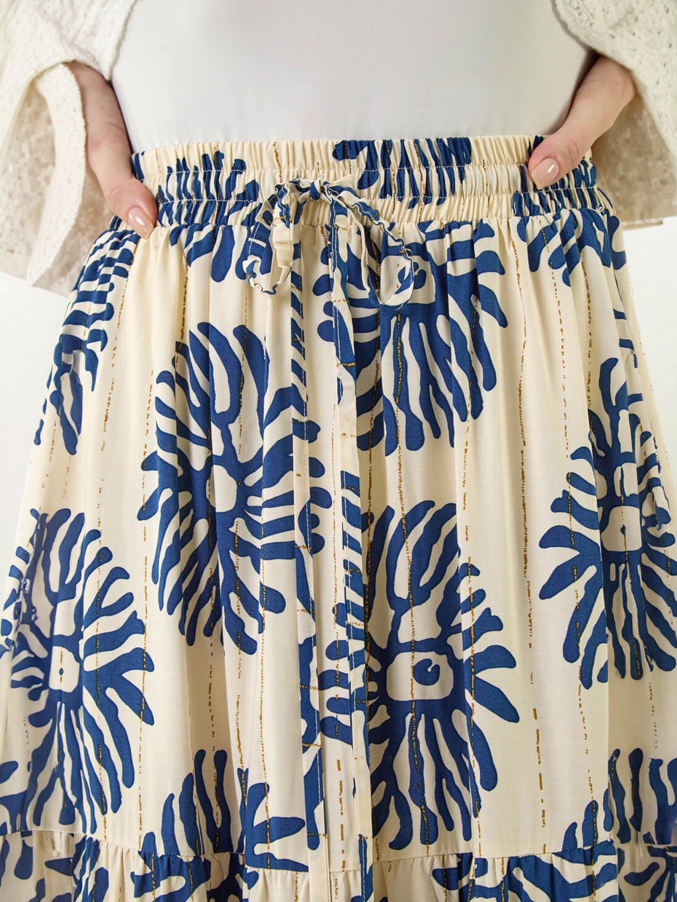 Image 2 of 5 of Roman Mono Print Tiered Maxi Skirt