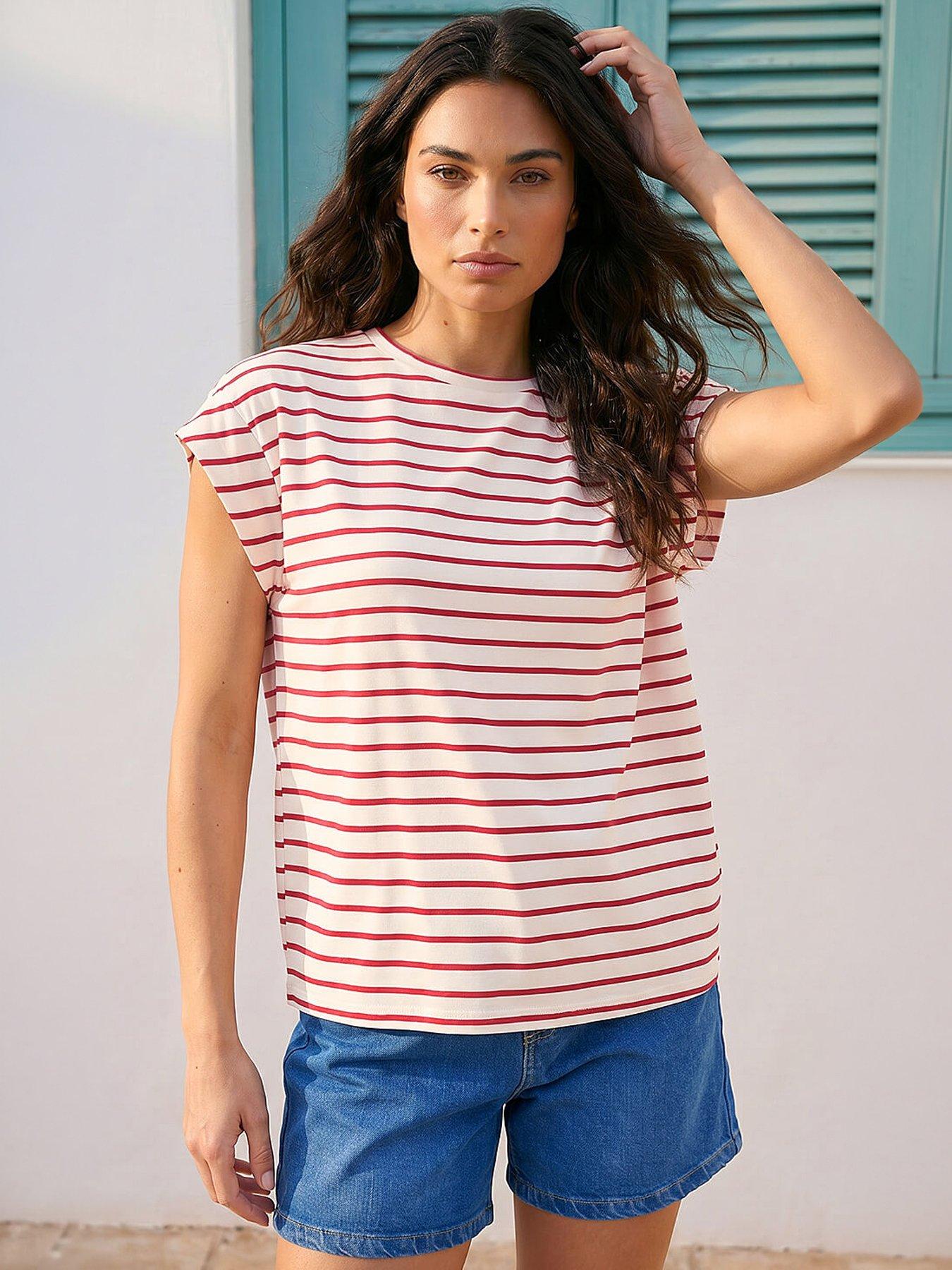 Roman Stripe Print Tee