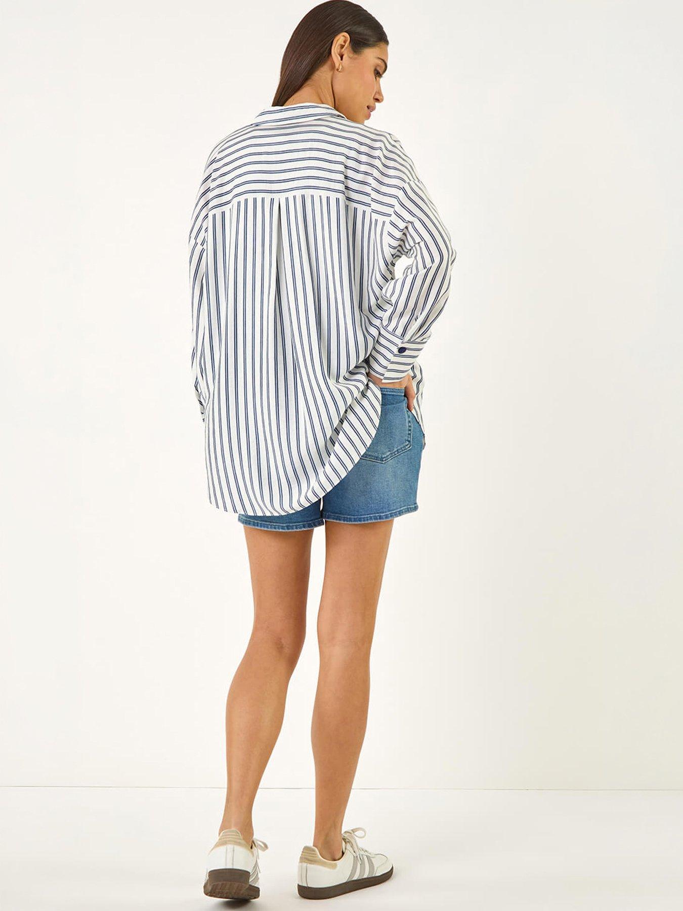 Image 4 of 5 of Roman Stripe Print Button Blouse
