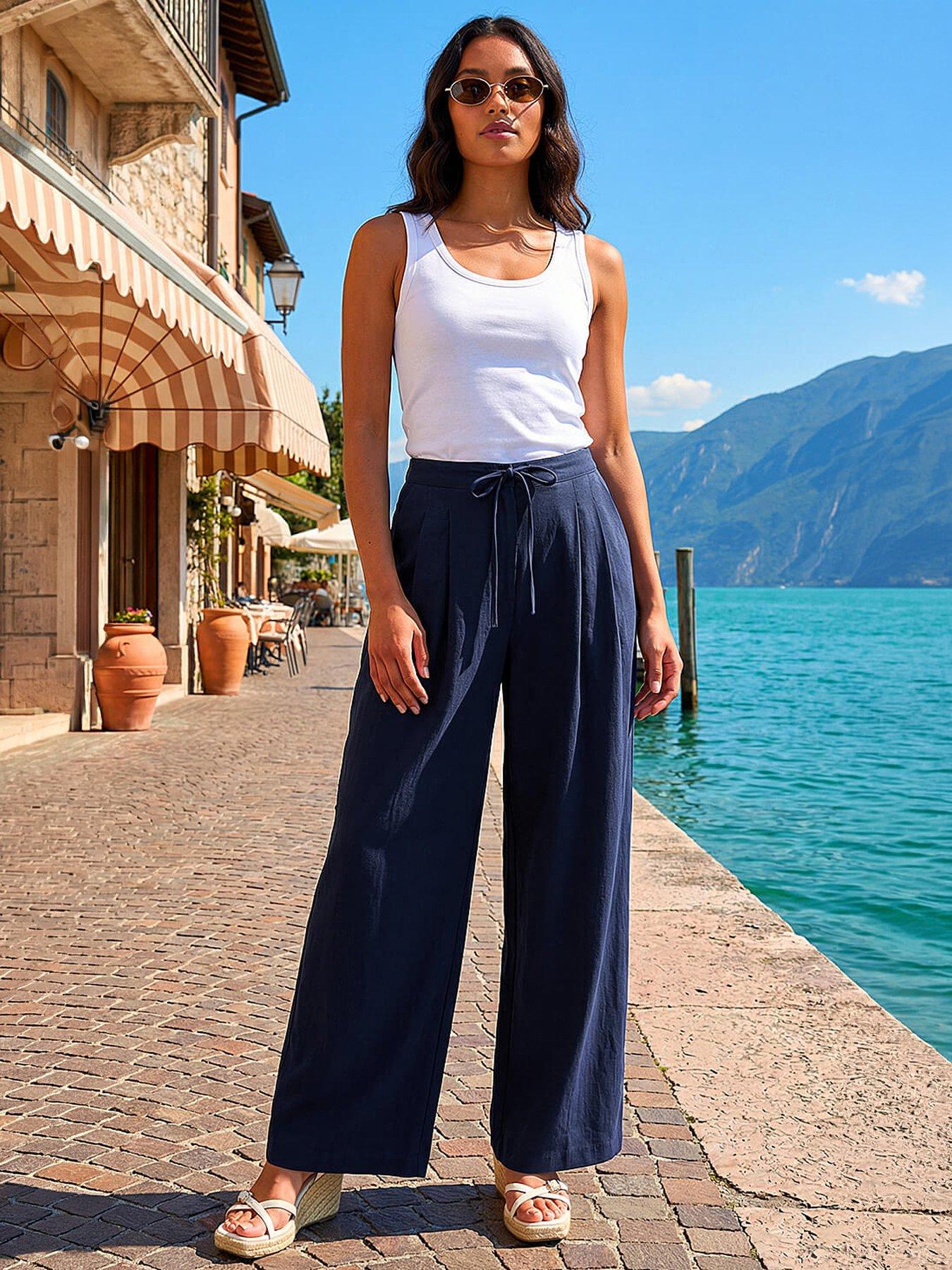Image 1 of 5 of Roman Fluid Tie Front Smart Trouser