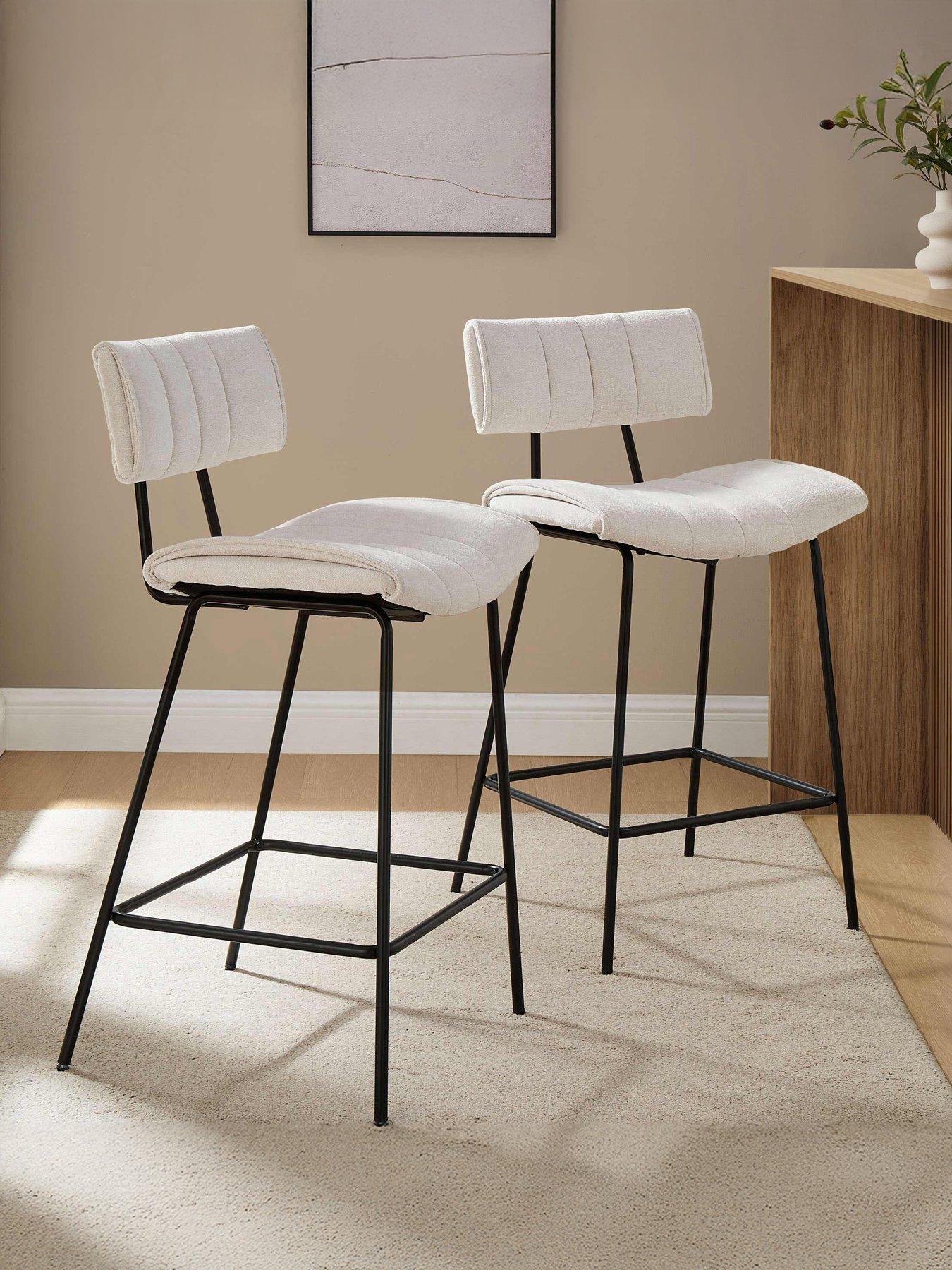 Dusk Fearne Set of 2 Barstools - Ivory Chenille