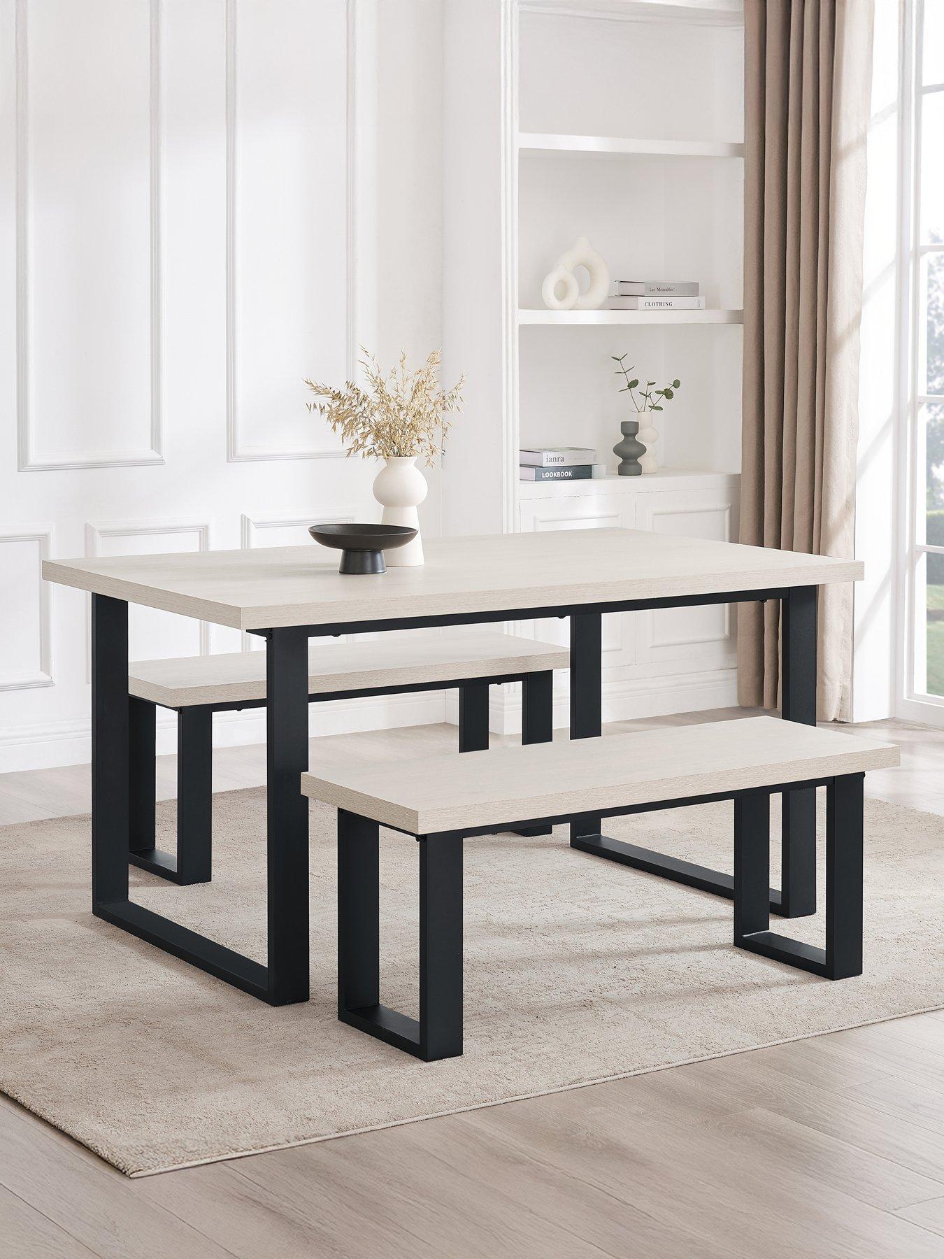 Dusk Harper 4-6 Seater Dining Table - Wood/Black