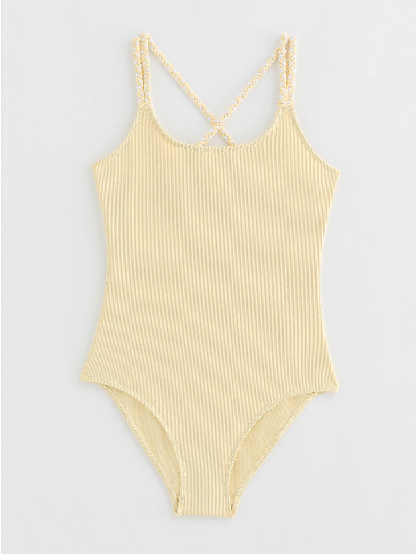 New Look 915 Girls Braided Strap Swimsuit - Light Yellow