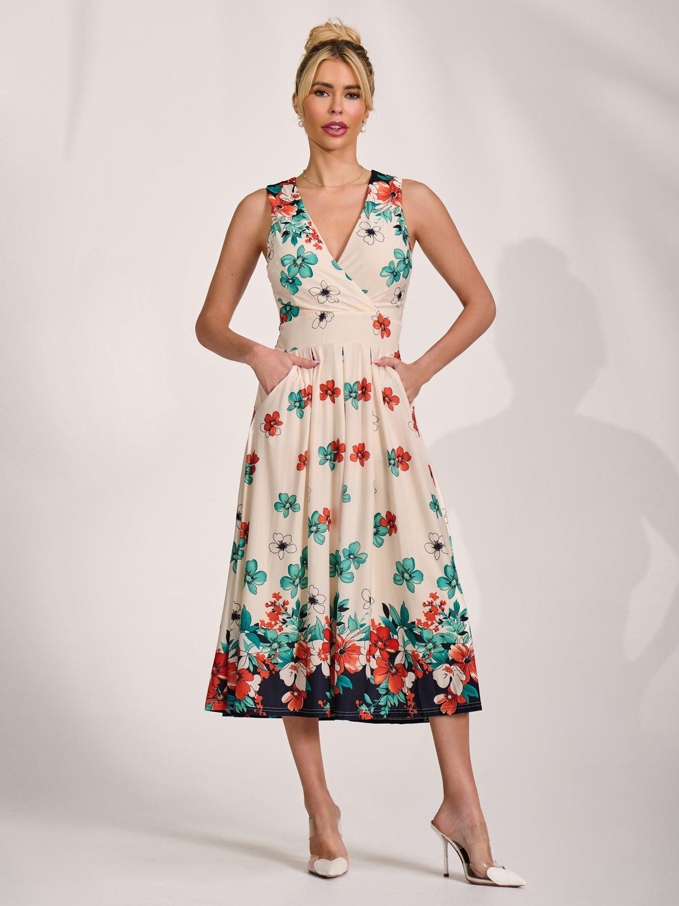 Jolie Moi Jersey Sleeveless Midi Dress - White