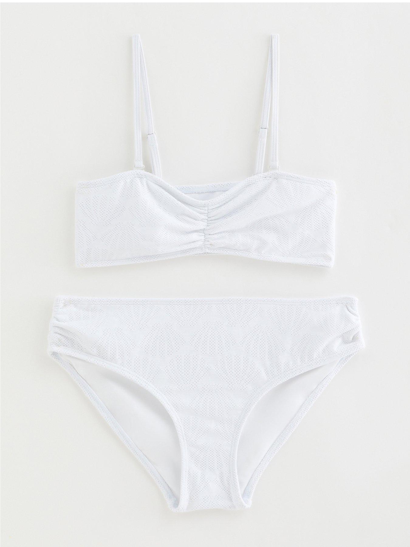 New Look 915 Girls Shell Crochet Bandeau Bikini Set - White