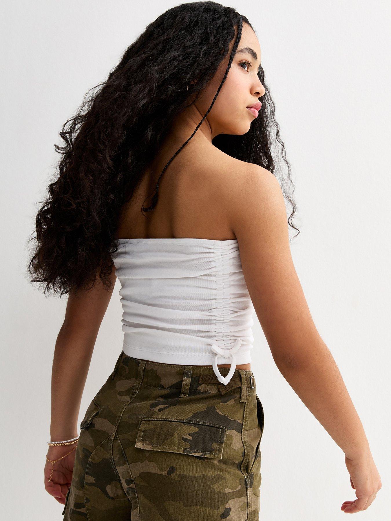 new-look-915-ruched-side-tie-bandeau-top-whitestillFront