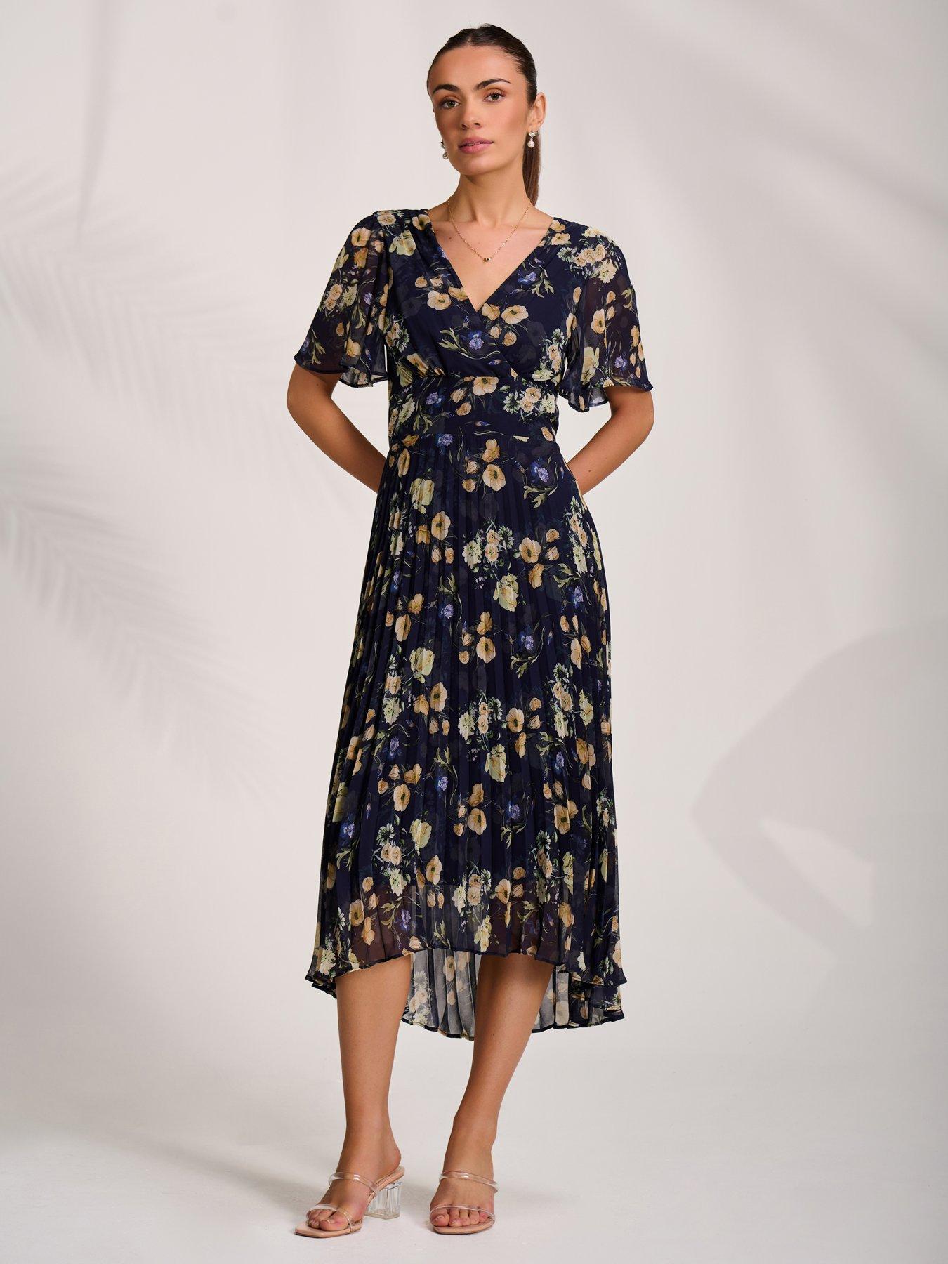 Jolie Moi Pleated Chiffon Maxi Dress - Yellow