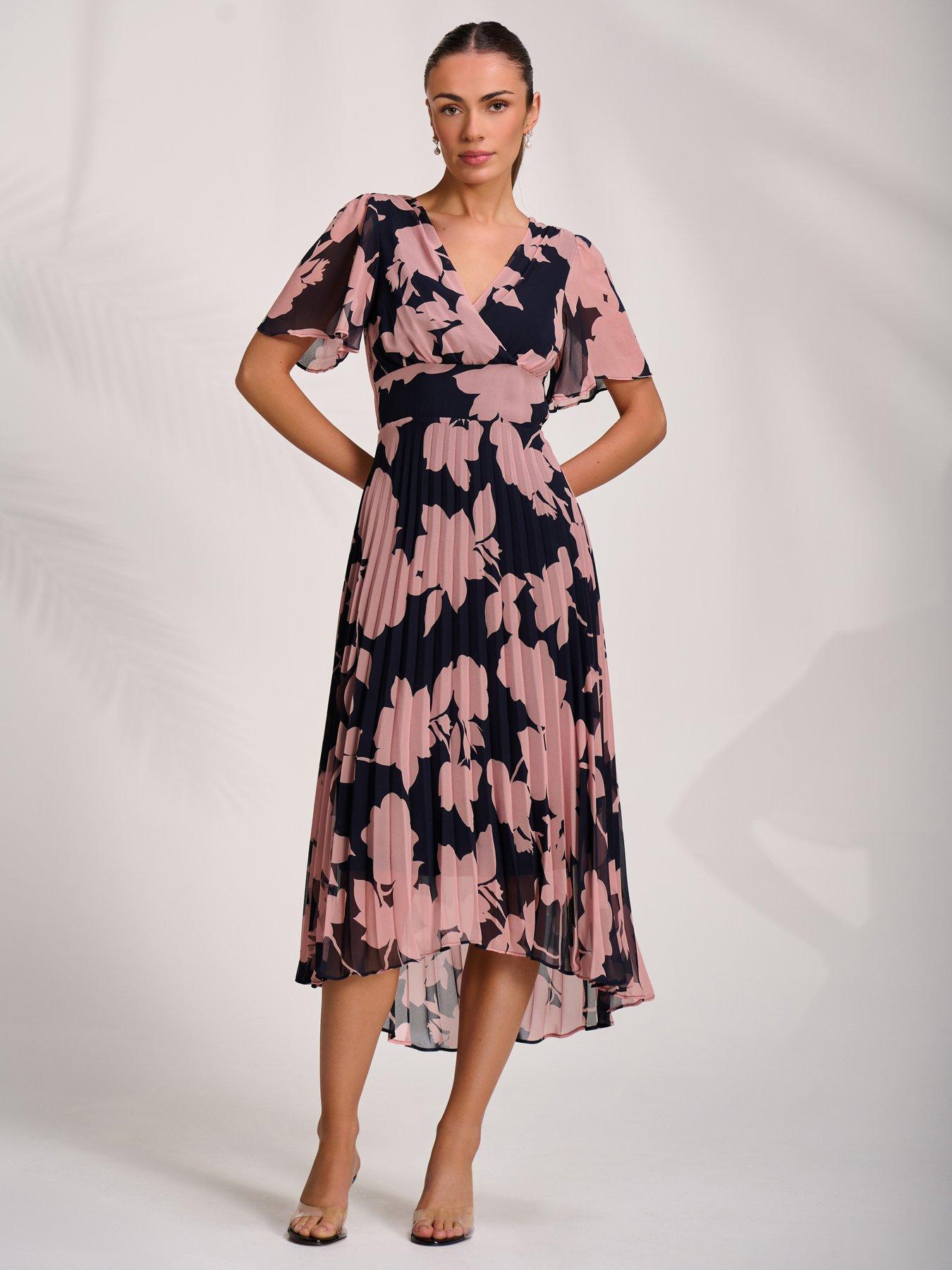 Jolie Moi Pleated Chiffon Maxi Dress - Pink