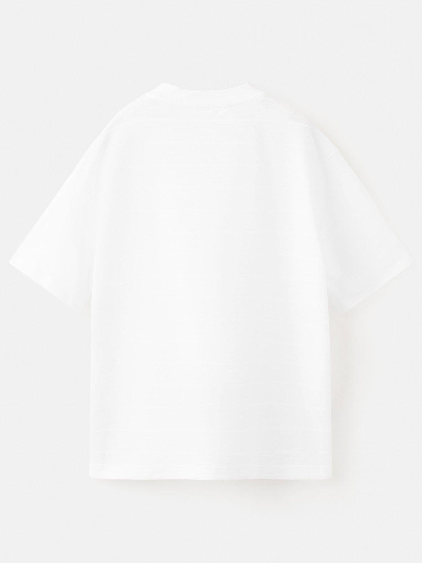 Image 2 of 4 of Mango Boys Textured Stripe Short Sleeve T-shirt - White