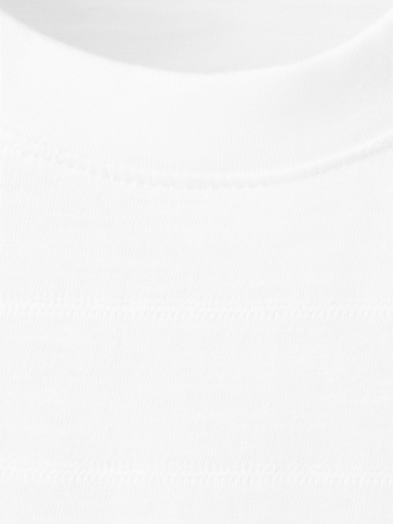 Image 3 of 4 of Mango Boys Textured Stripe Short Sleeve T-shirt - White