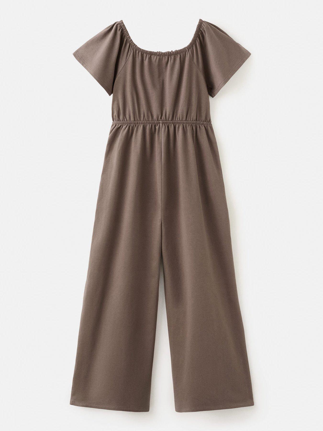 Image 2 of 4 of Mango Girls Crochet Jumpsuit - Brown