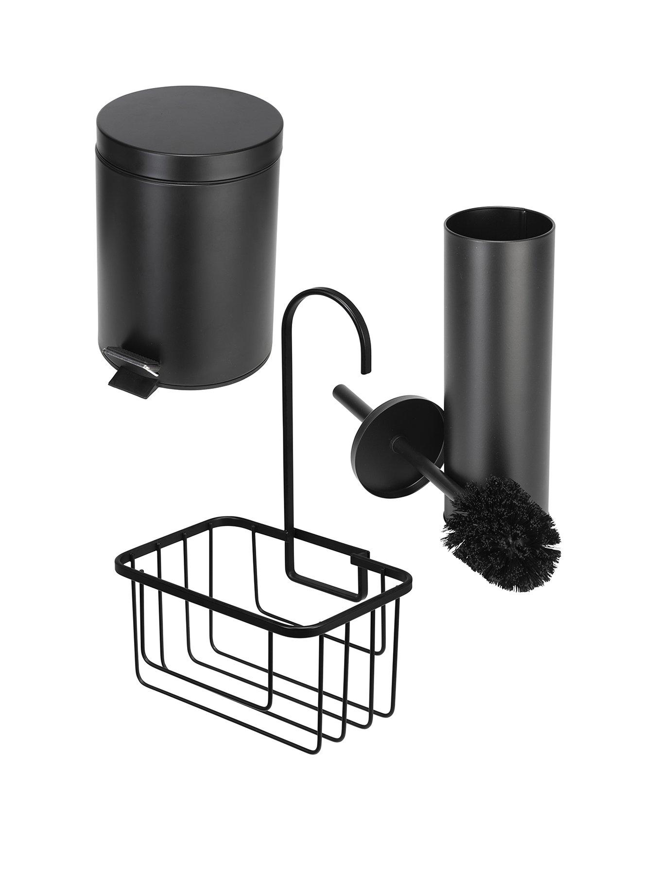 Image 2 of 5 of Croydex Black Bathroom Essential Set - 5l Pedal Pin, Toilet Brush, Shower Caddy