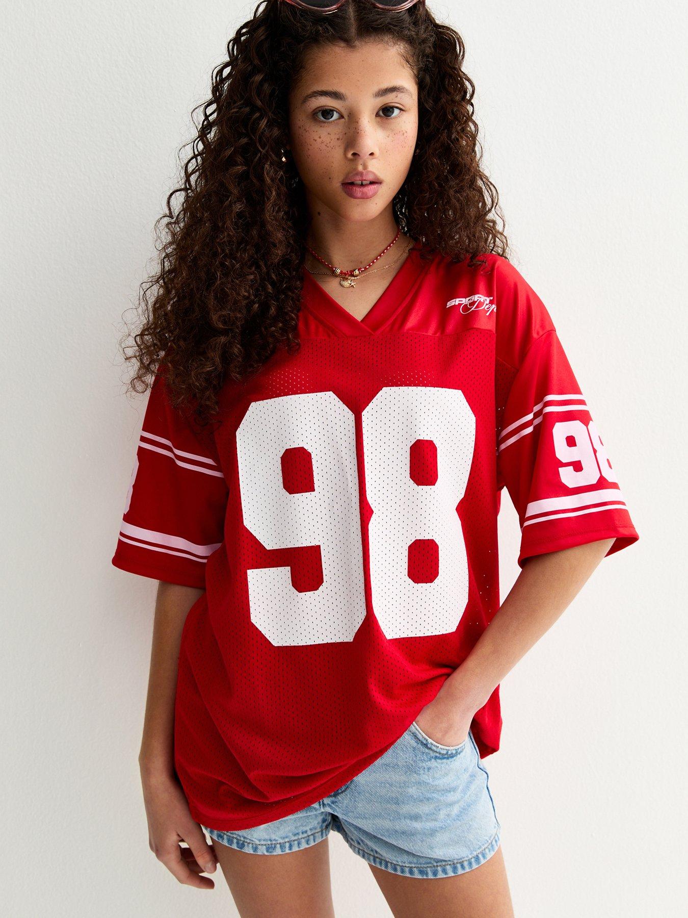 New Look 915 Girls Longline Football Top - Bright Red