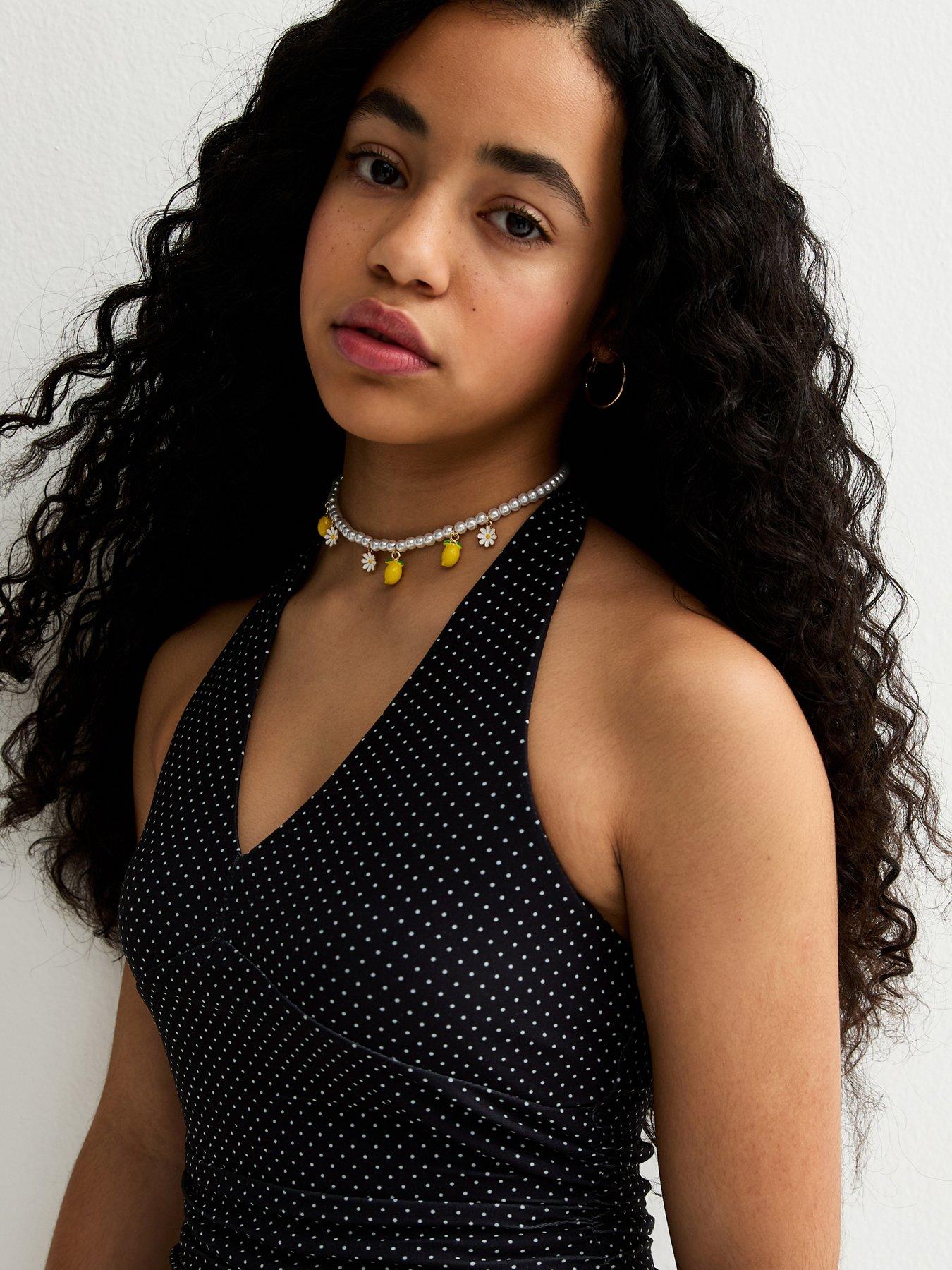 Image 5 of 6 of New Look 915 Polka Dot Slinky Halter Dress - Black