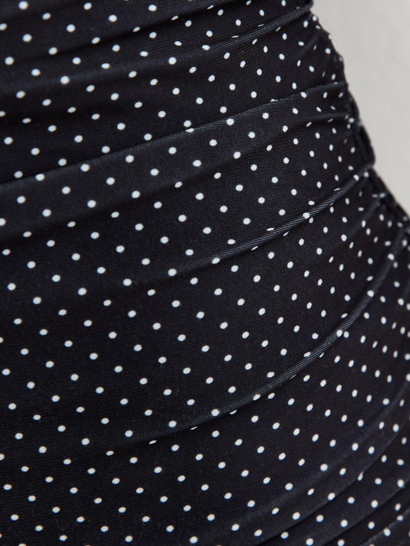 Image 6 of 6 of New Look 915 Polka Dot Slinky Halter Dress - Black