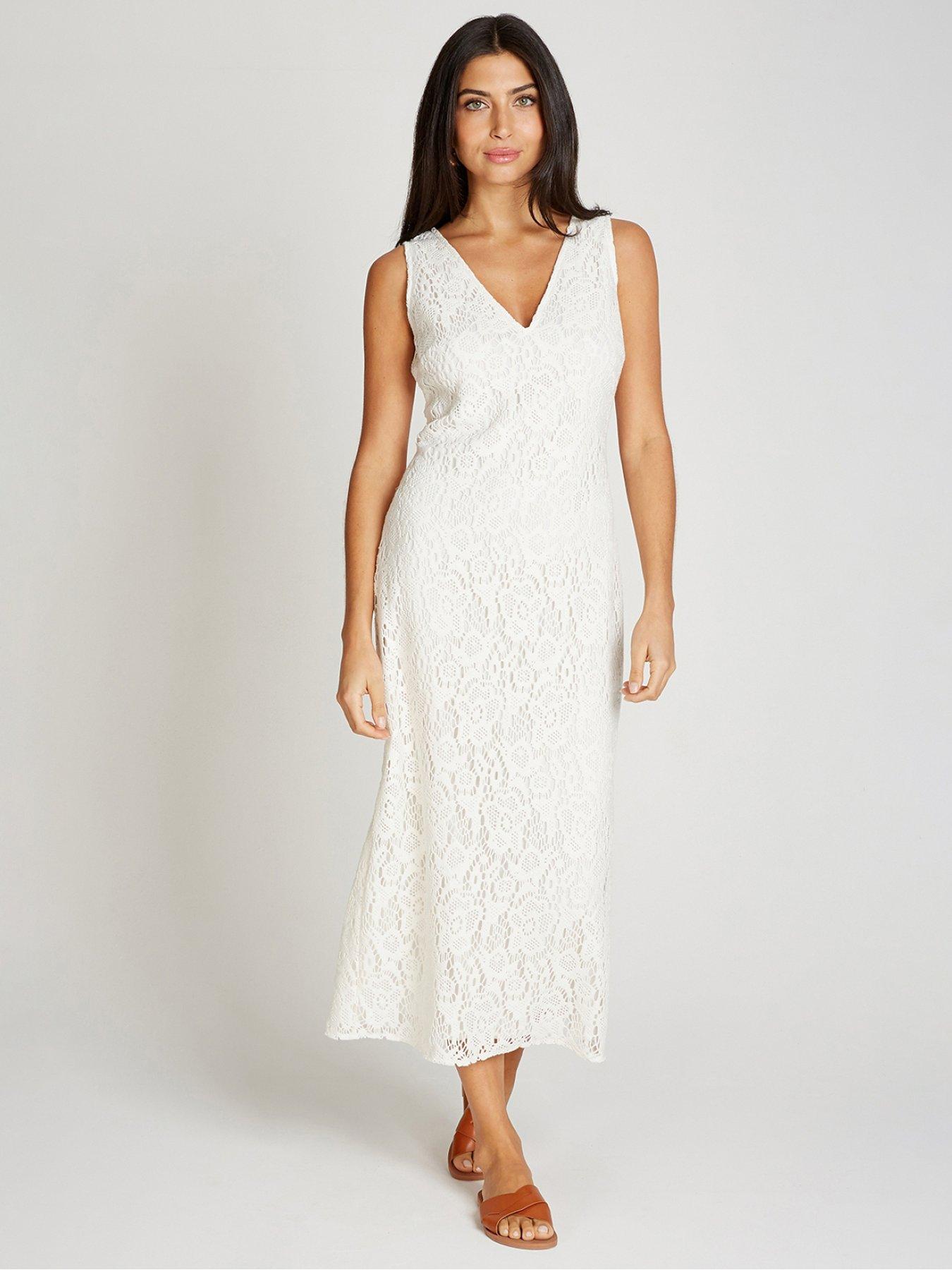 Little Mistress Crochet Midaxi Dress - Cream