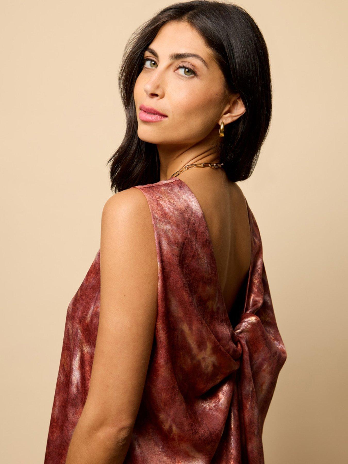 Image 4 of 4 of Little Mistress Blur Print Satin Mini Dress - Multi