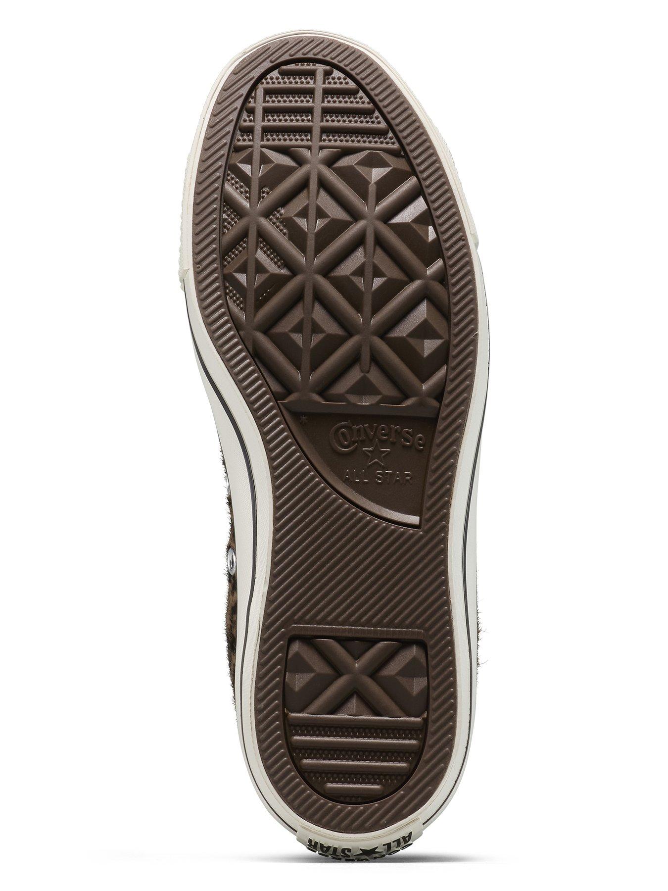 Image 5 of 7 of Converse Womens Chuck Taylor All Star Hi-Top Pony Hair Trainers - Leopard Print