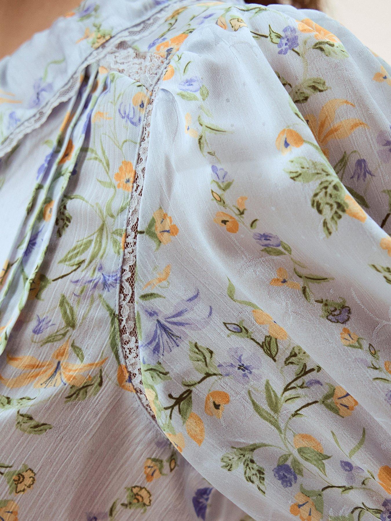 Image 4 of 5 of Monsoon Naomi Floral Shirt - Blue
