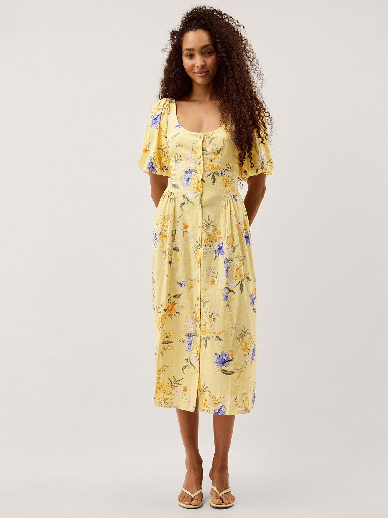 Image 1 of 5 of Monsoon Etta Linen Dress