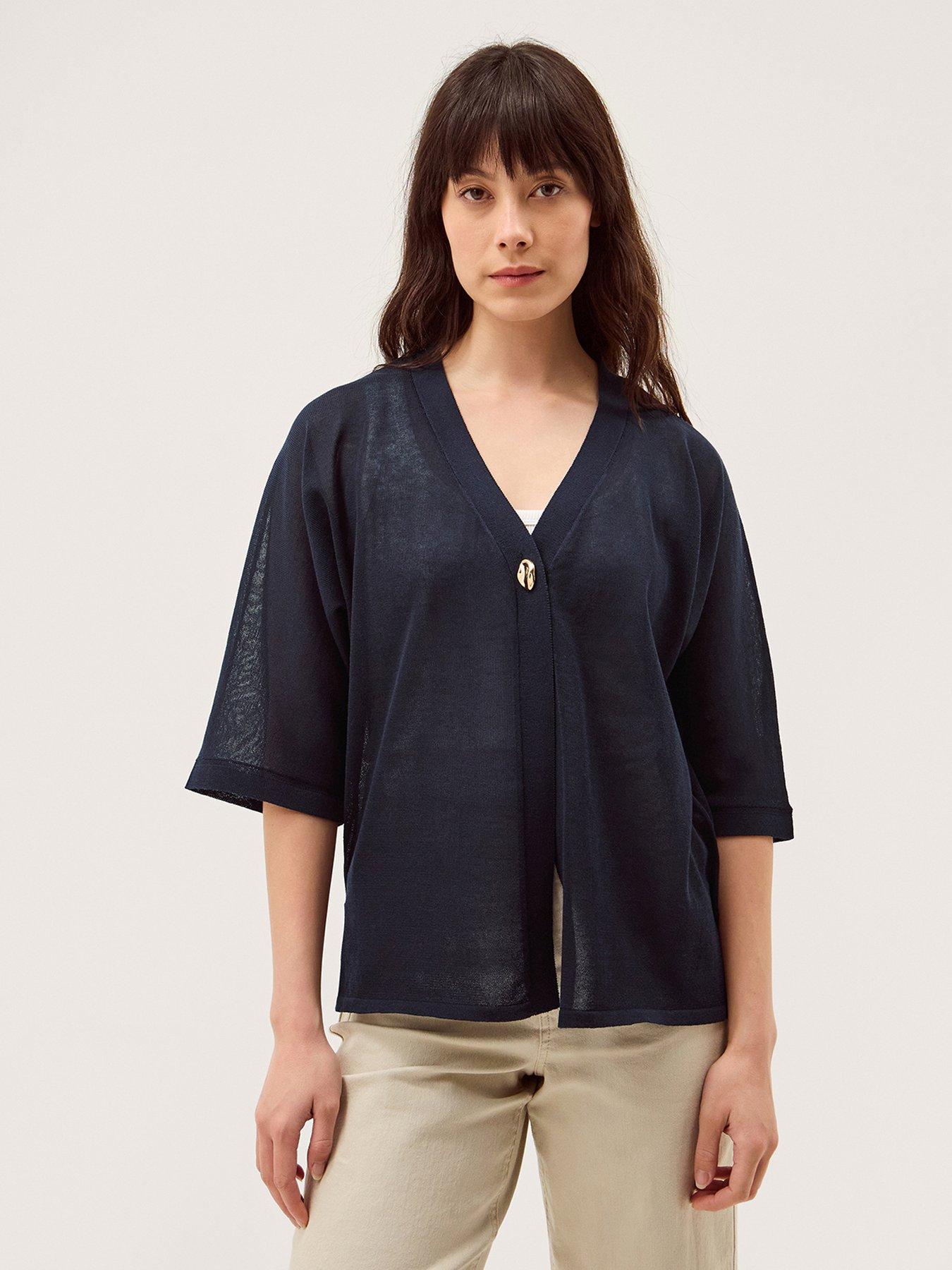 Monsoon Beth Button Cardigan - Blue