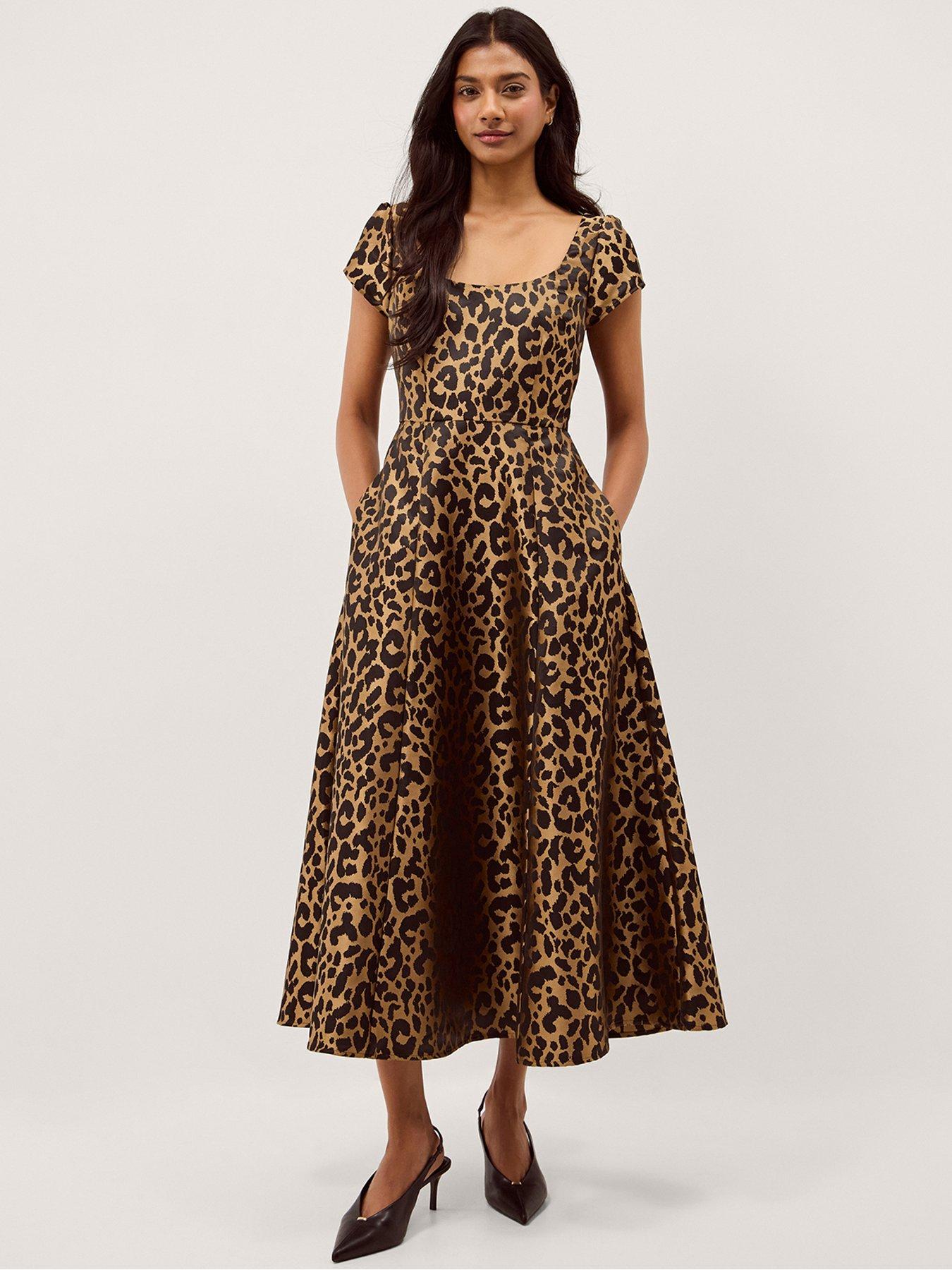 Monsoon Anna Leopard Dress - Cream