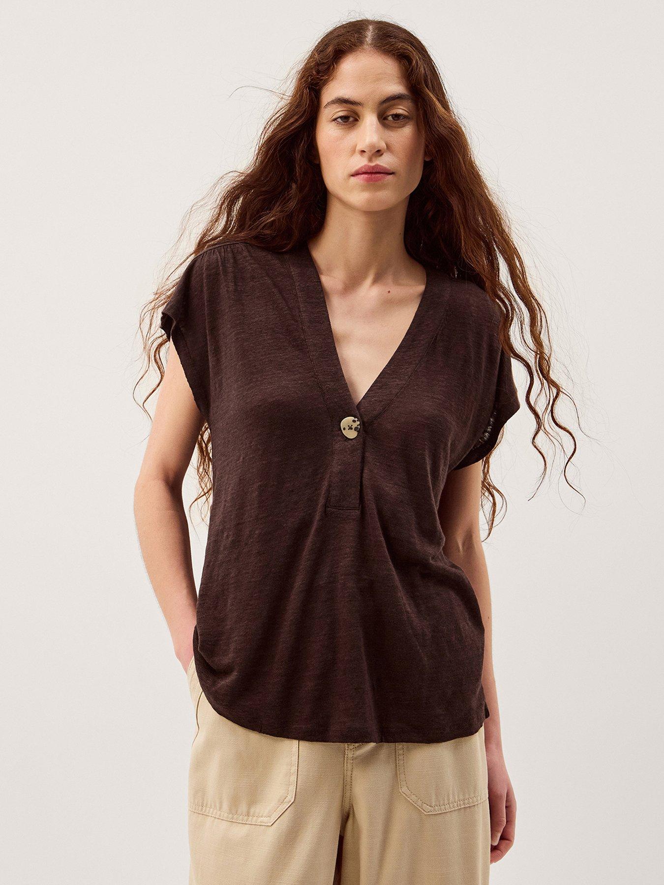 Image 1 of 5 of Monsoon Lucy Linen T Shirt