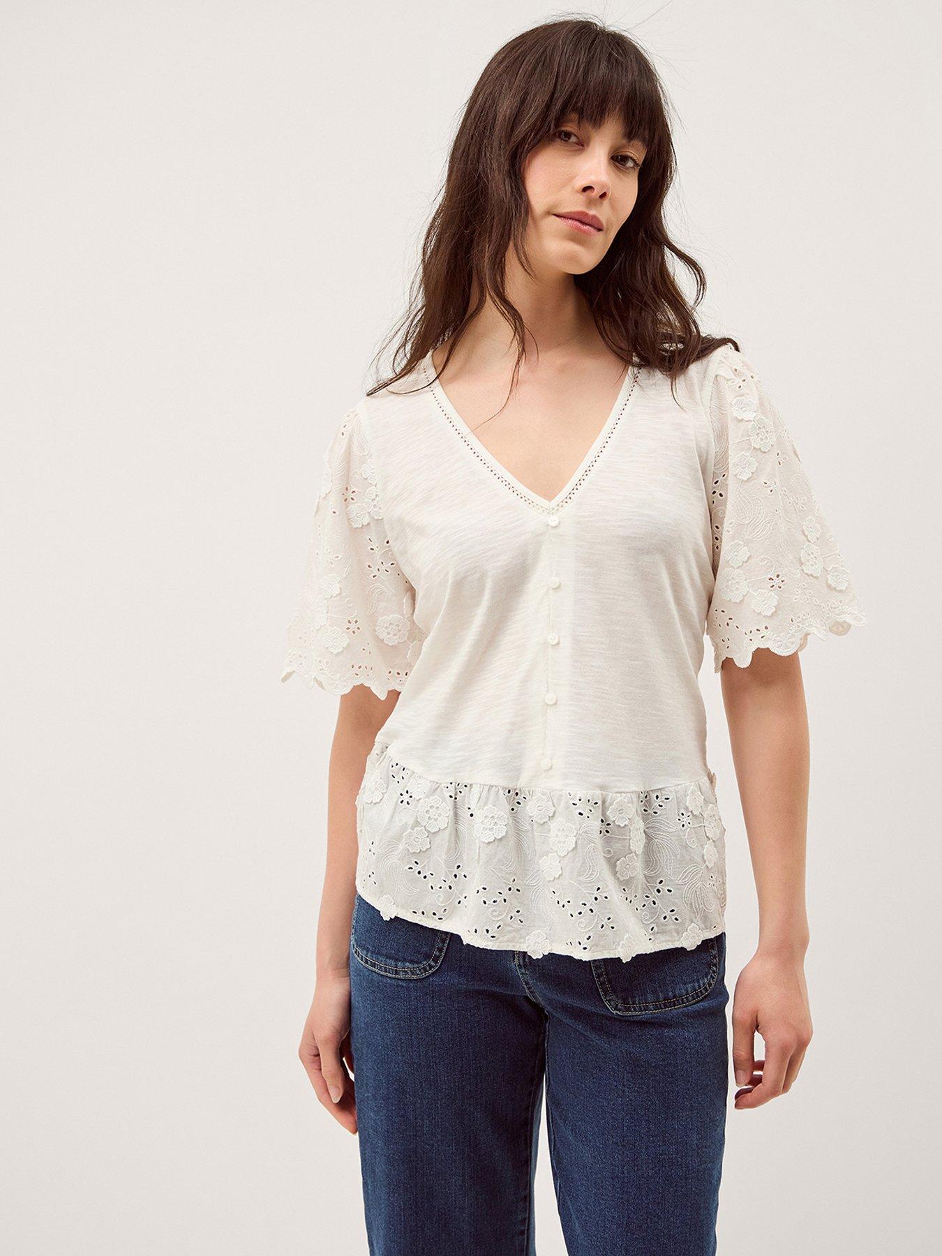 Image 4 of 5 of Monsoon Freya Fabric Mix Top
