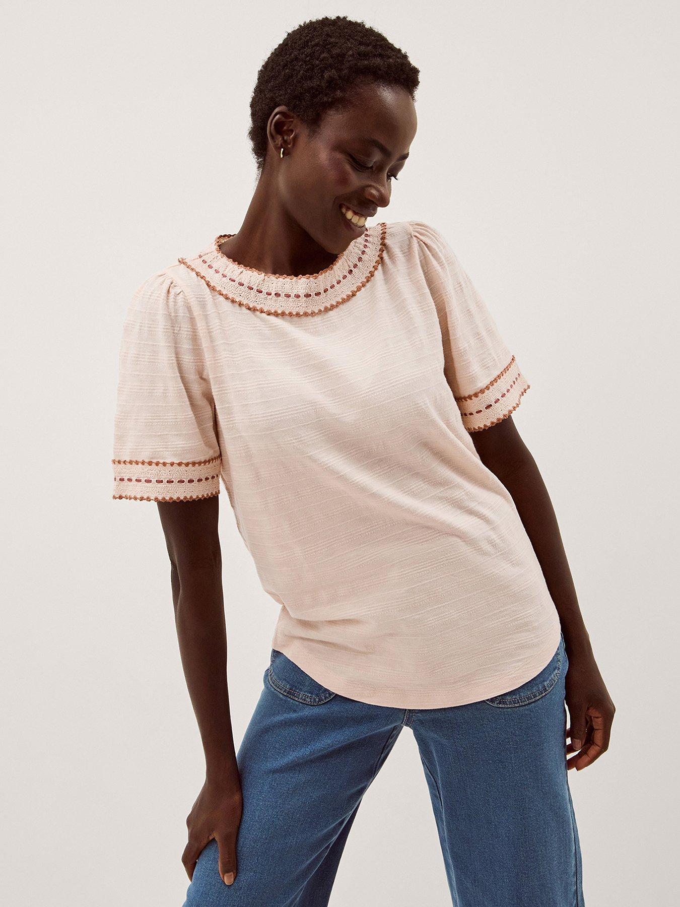 Image 1 of 5 of Monsoon Tina Trim Jersey Tshirt