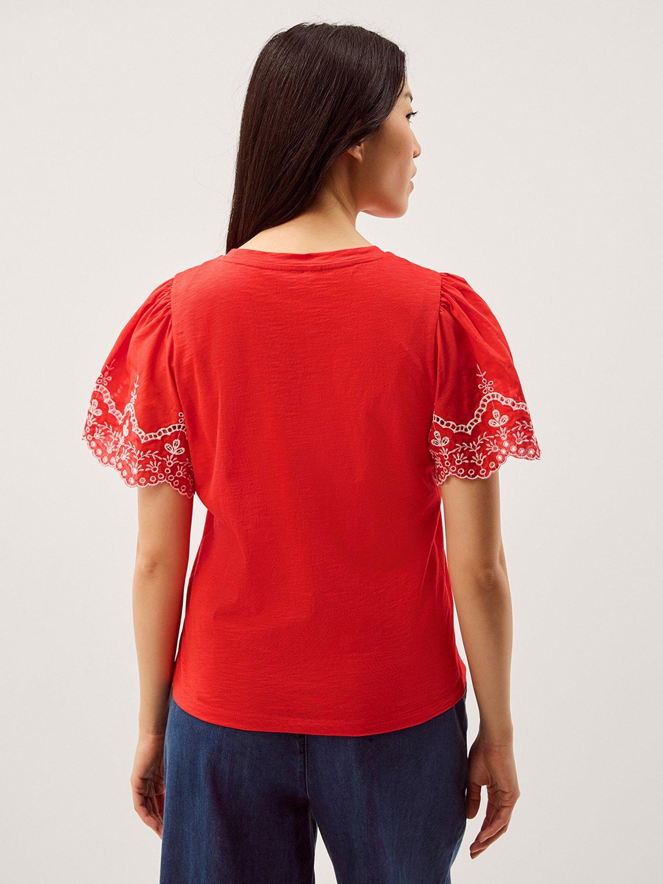 Image 2 of 5 of Monsoon Bree Broderie Jersey Tshirt