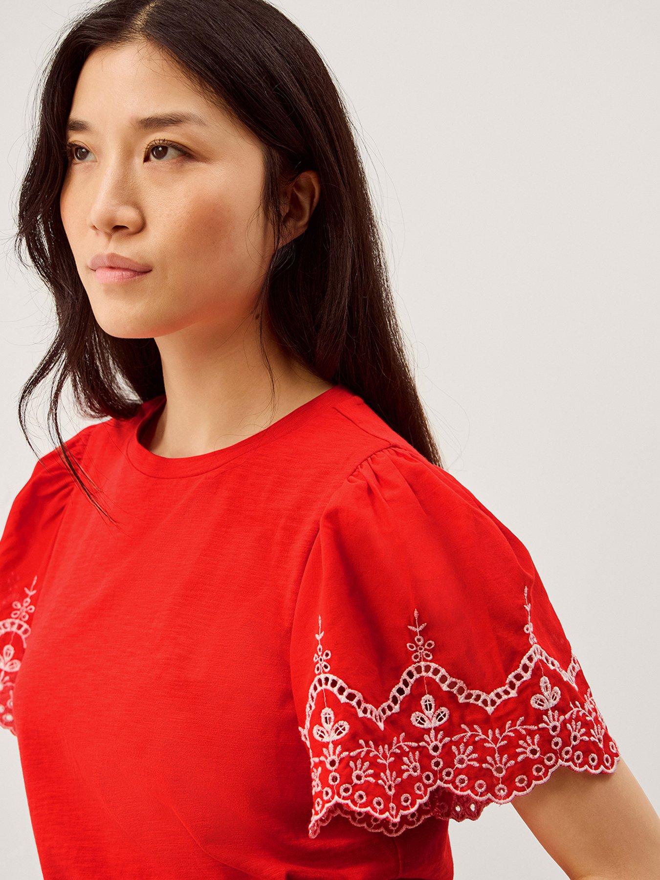 Image 4 of 5 of Monsoon Bree Broderie Jersey Tshirt