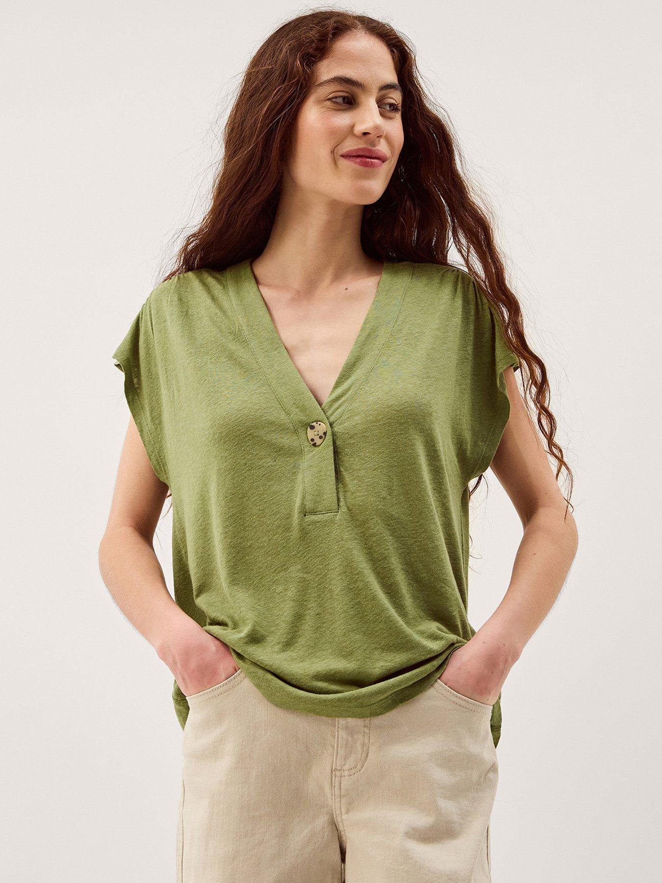 Image 1 of 5 of Monsoon Lucy Linen T Shirt