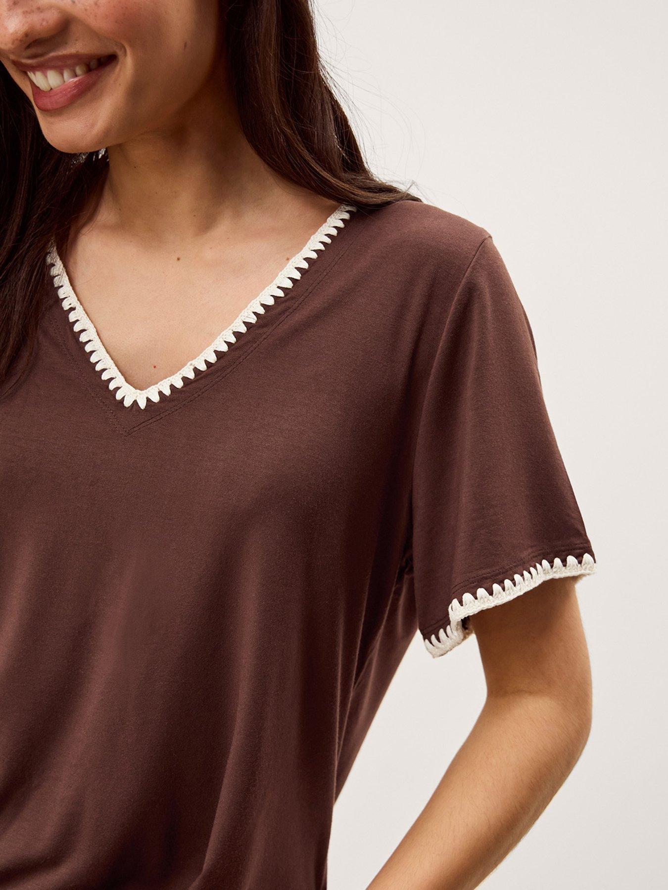 Image 4 of 5 of Monsoon Tilly Trim Jersey Tshirt - Brown