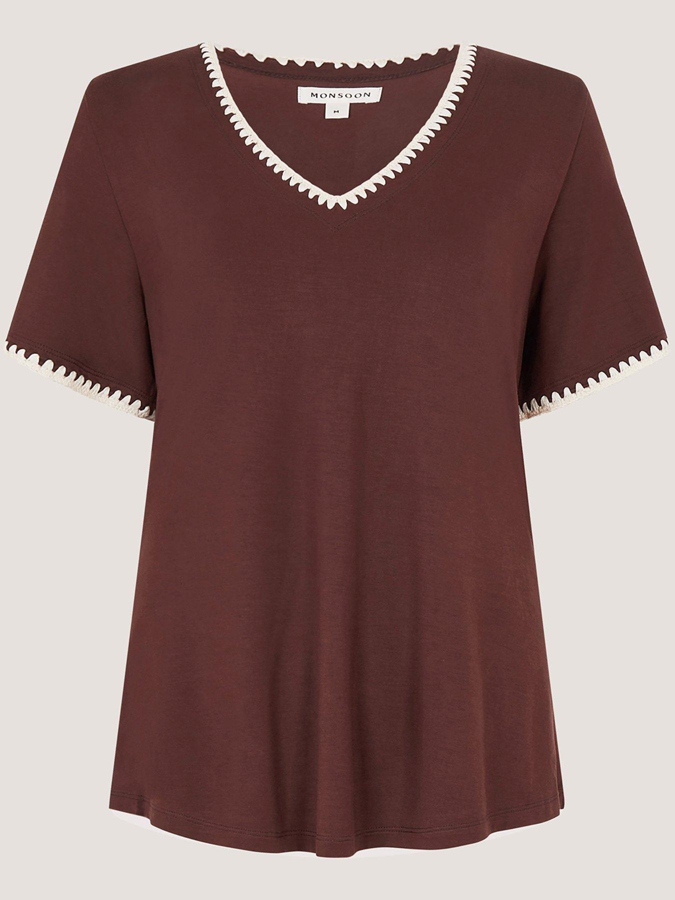 Image 5 of 5 of Monsoon Tilly Trim Jersey Tshirt - Brown