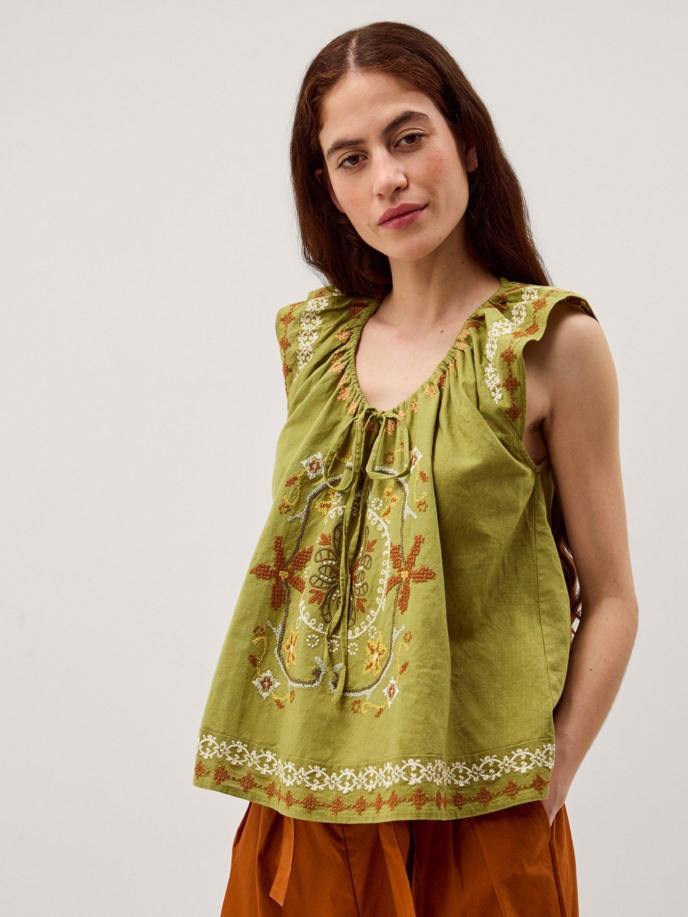 Image 1 of 1 of Monsoon Greta Emb Top