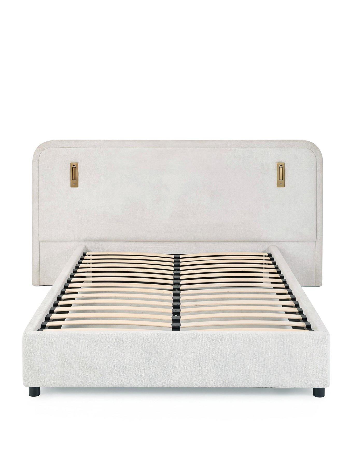 Image 2 of 7 of The Very Collection Konrad Oversize Headboard Bed with Lights with Mattress Options (Buy &amp; SAVE!)&nbsp;- Natural -&nbsp;FSC&reg; Certified