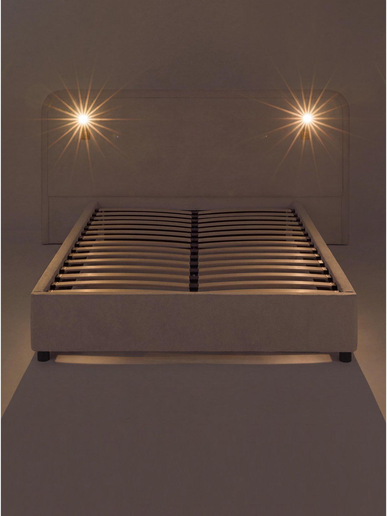 Image 3 of 7 of The Very Collection Konrad Oversize Headboard Bed with Lights with Mattress Options (Buy &amp; SAVE!)&nbsp;- Natural -&nbsp;FSC&reg; Certified